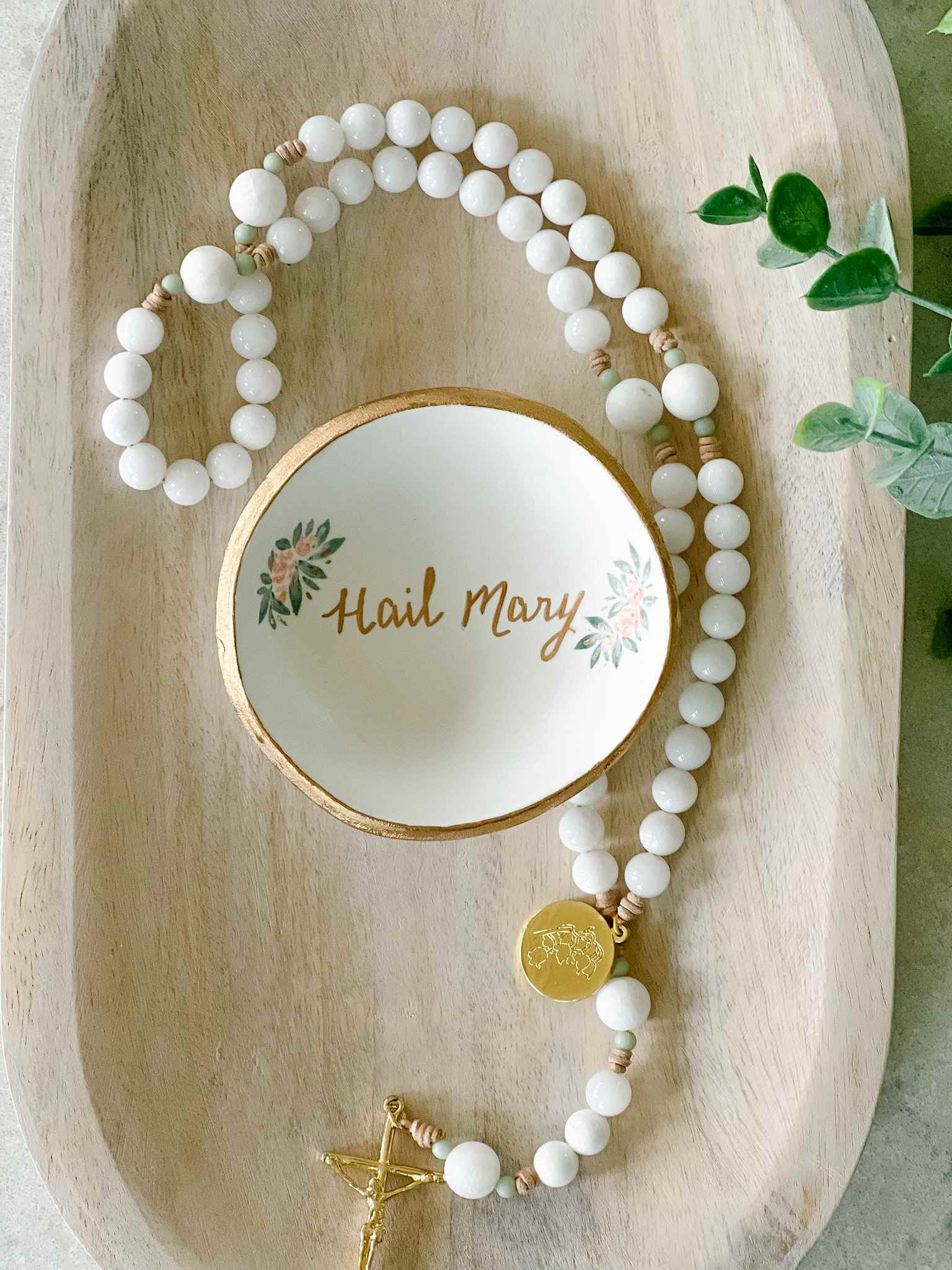 Hail Mary Rosary Dish - Elegant Religious Home Decor for Prayer & Meditation | Perfect for Catholic Gifts, Church Events & Spiritual Spaces
