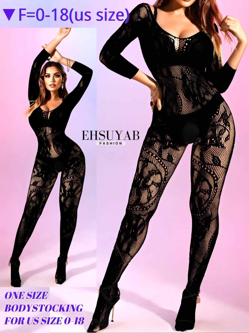 Sexy Women's Fishnet Bodysuit & Stockings - Exotic Dance Lingerie for Rave, Glow Party | Plus Size S-3XL | Perfect for Nightclubs, Costume Parties & Sensual Wear