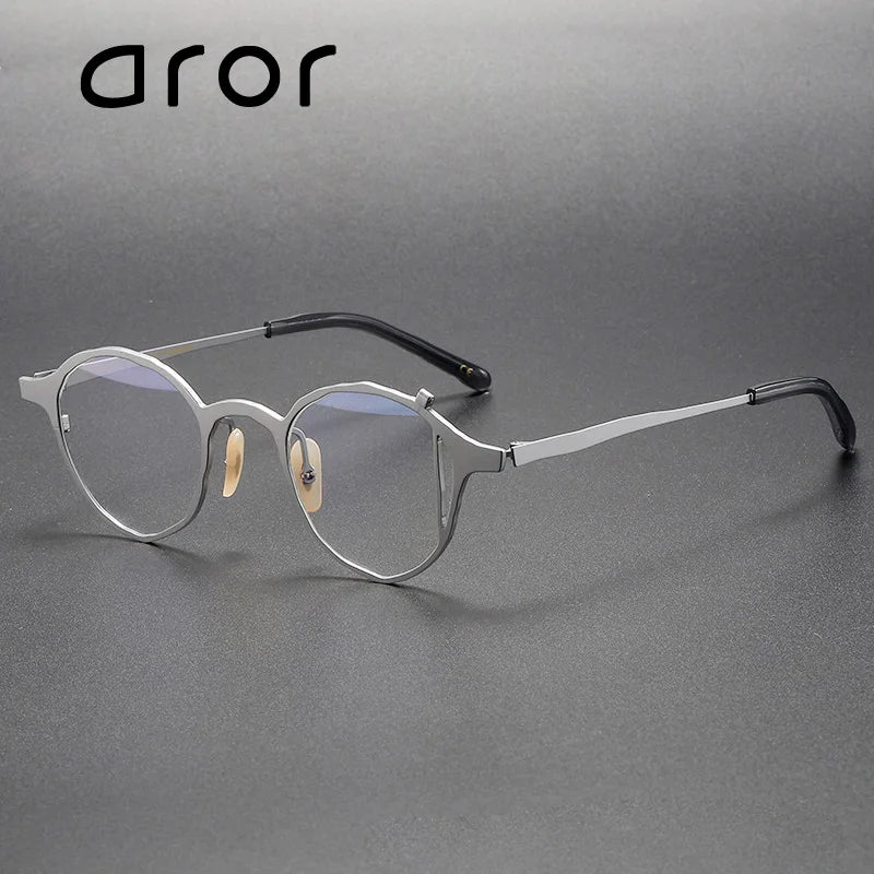 Aror Unisex Full Rim Irregular Round Titanium Eyeglasses Frame 49476 - Lightweight & Durable for Work, Reading & Fashion