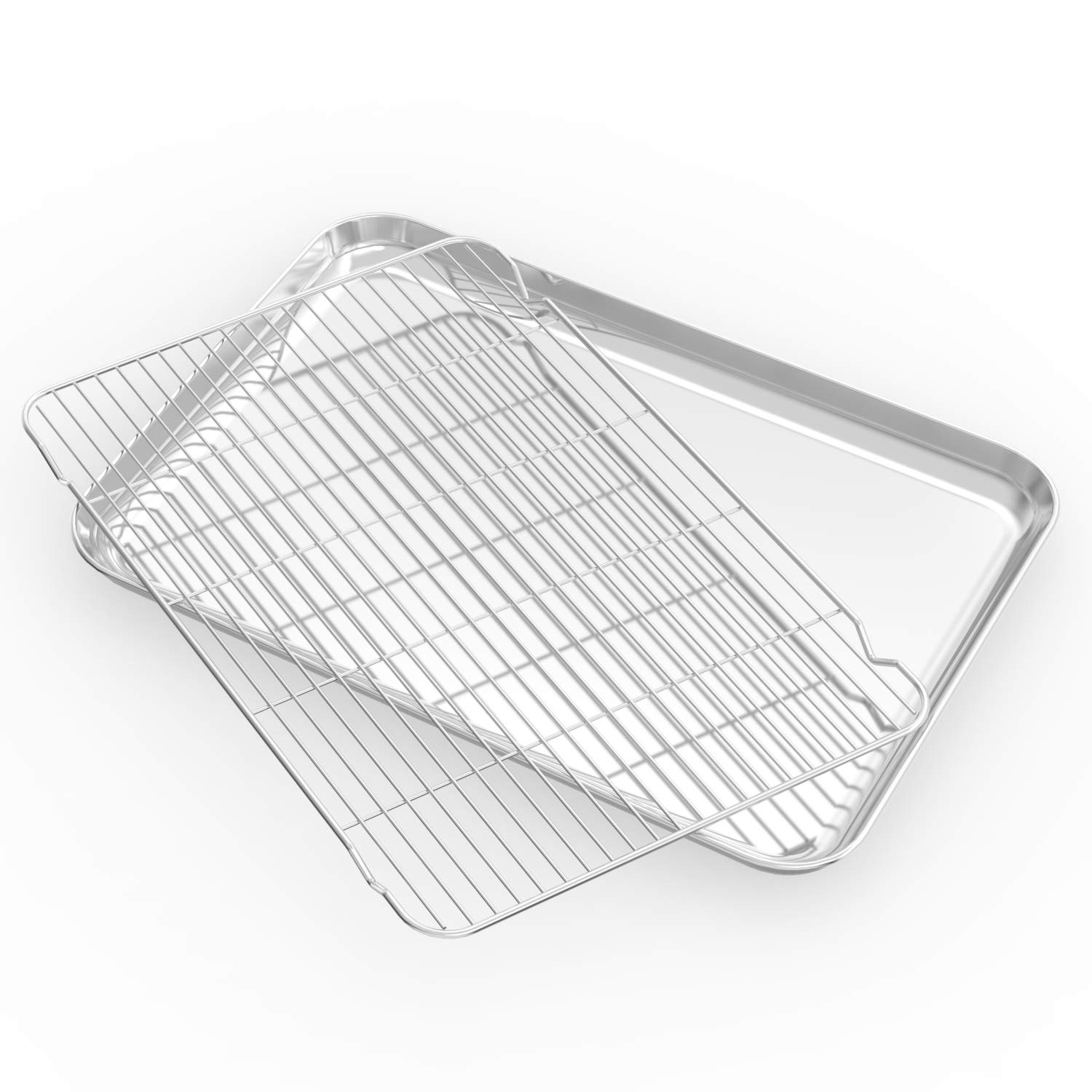 20 Inch Stainless Steel Baking Sheet with Cooling Rack & Silicone Baking Mat - Non-Toxic, Rustproof, Dishwasher Safe Bakeware Set for Cookies, Roasting Veggies & Meal Prep