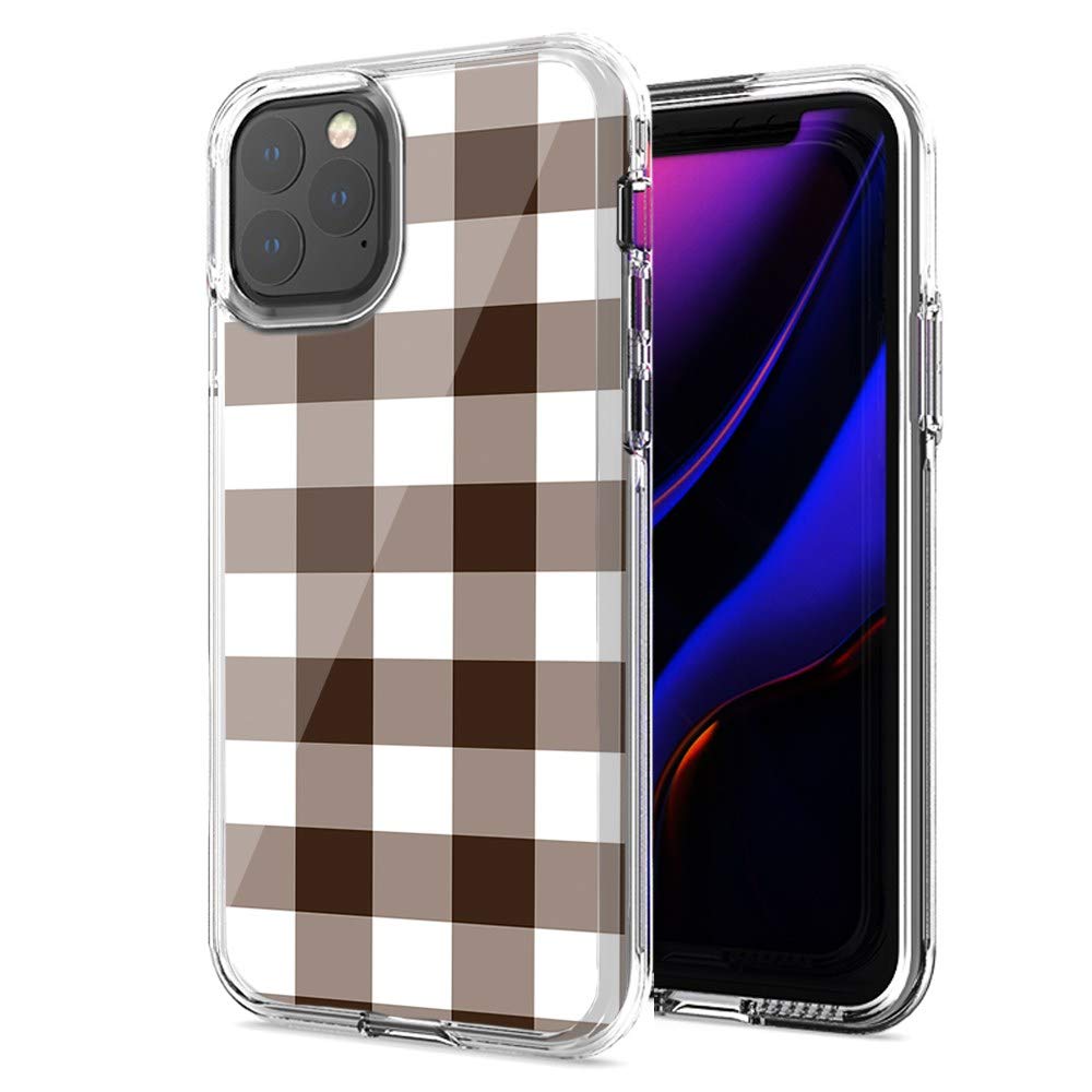 Premium Brown Plaid Double Layer Protective Case for Apple iPhone 12 Pro/iPhone 12 - Shockproof & Scratch Resistant Cover for Everyday Use, Work & Travel