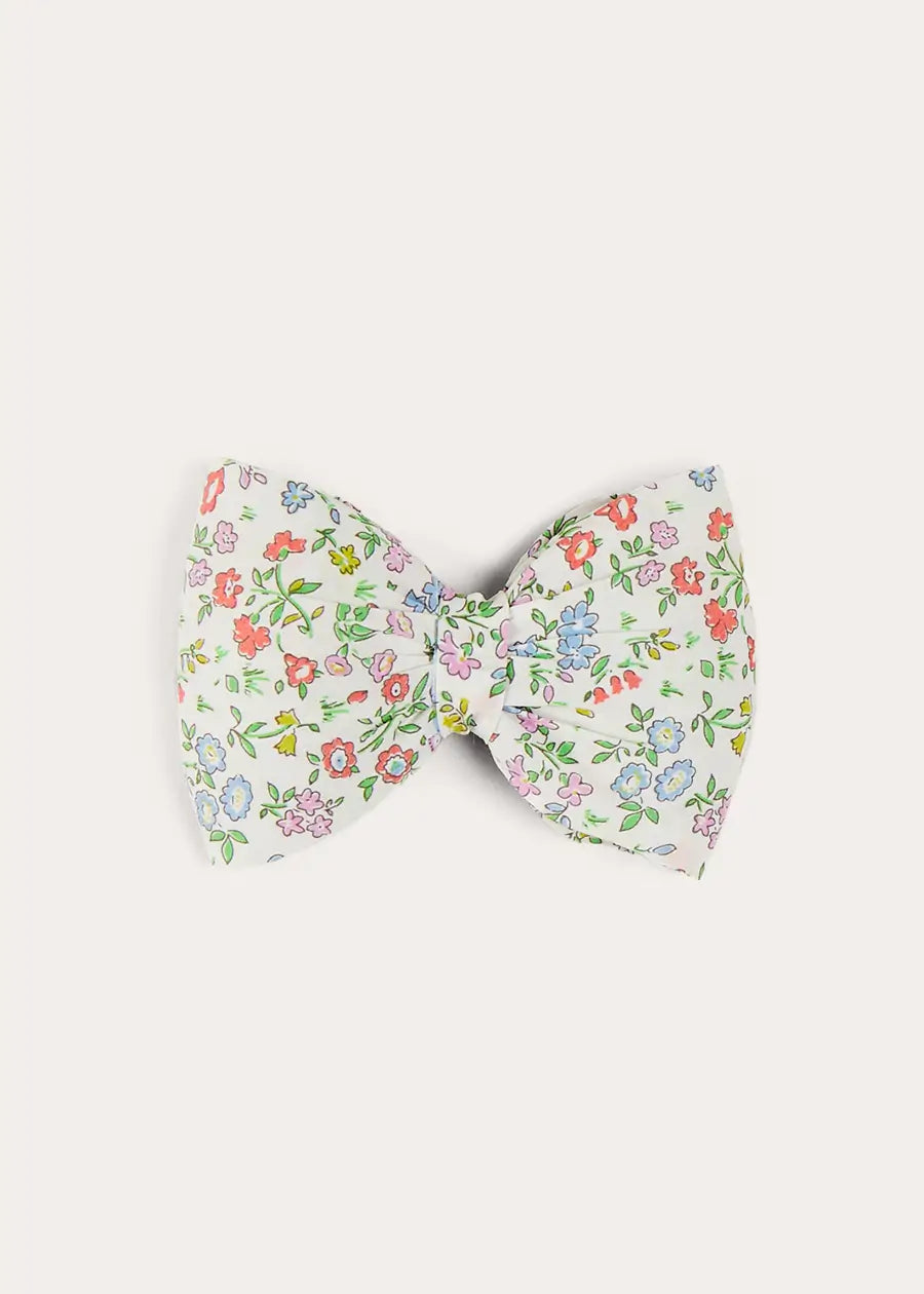 Liberty Fabric Floral Medium Bow Hair Clip in Pink - Perfect for Weddings, Parties & Everyday Hair Accessories