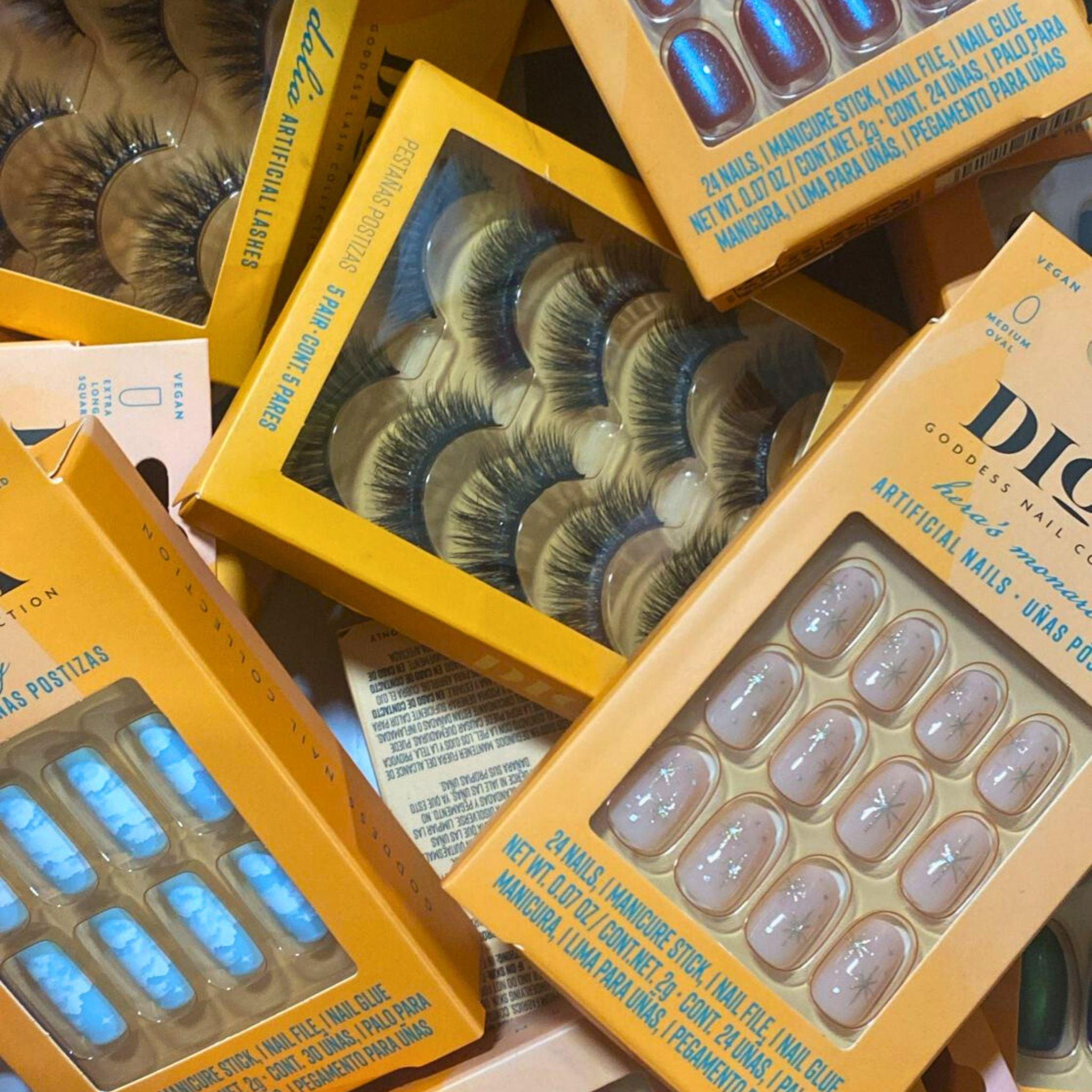 Premium 45-Piece Diosa Mix False Eyelashes & Press-On Nails Kit - Natural Look for Parties, Weddings & Special Occasions