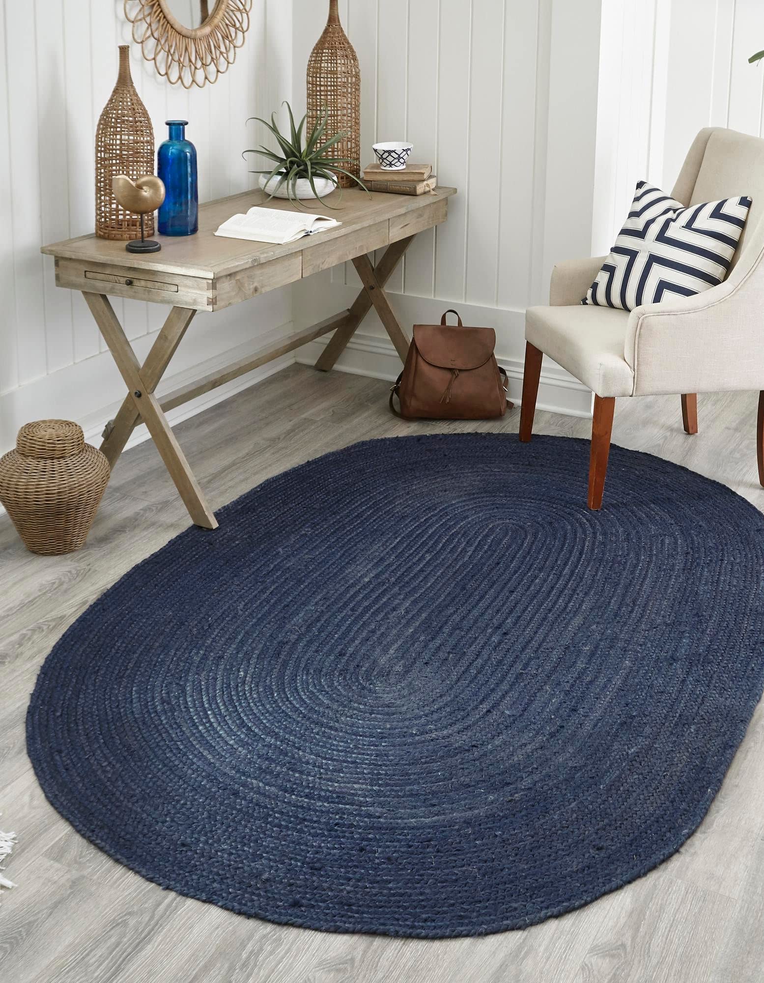 Unique Loom Braided Jute Collection Area Rug - Dhaka (7'10