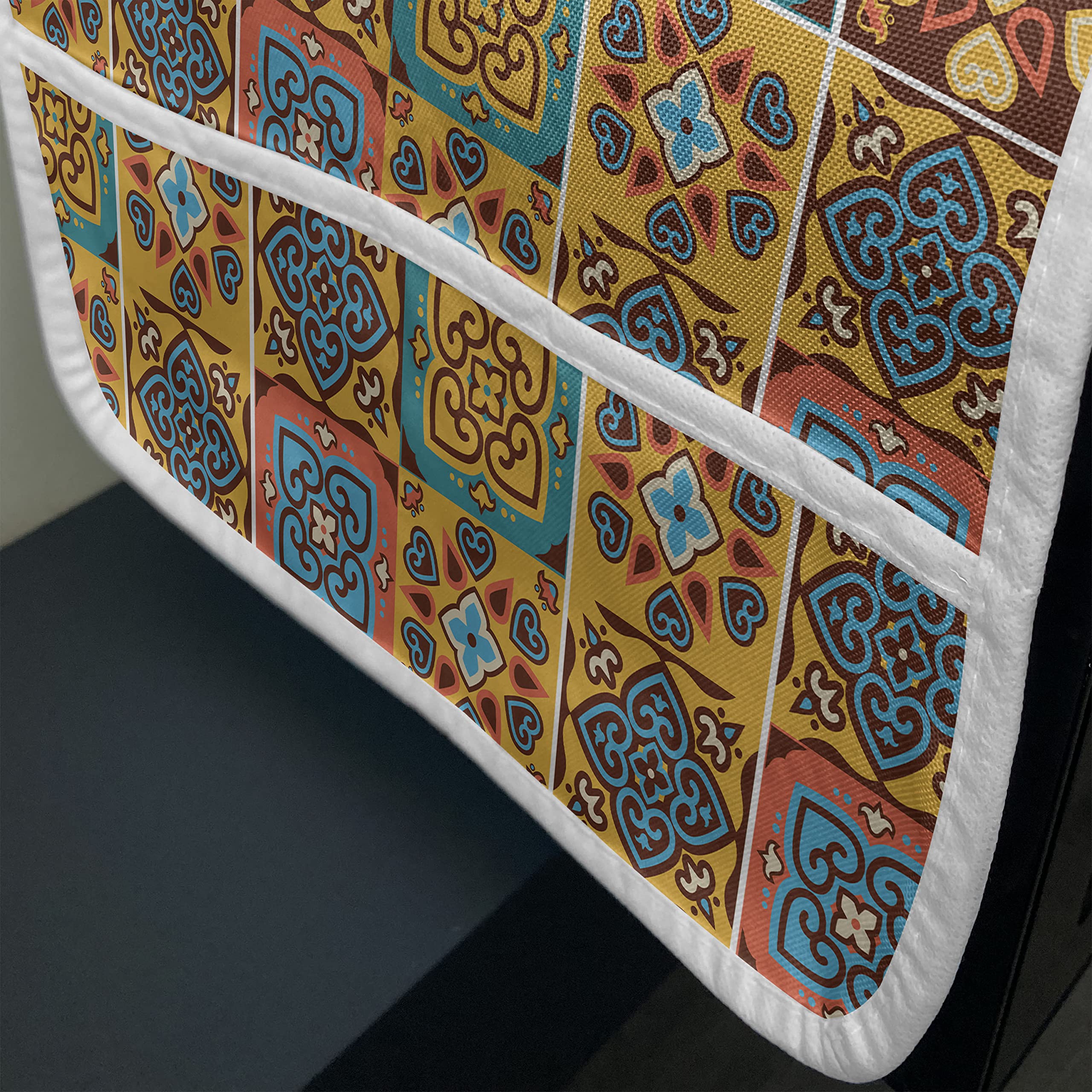 Ambesonne Floral Tile Mosaic Microwave Cover - Water Resistant 36
