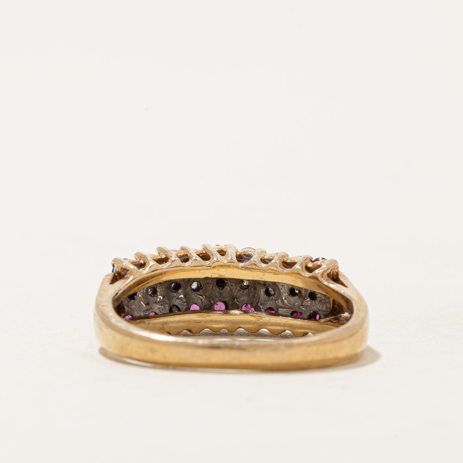 Elegant Multi Row Ruby & Diamond Ring - 0.55ctw Total, 0.05ctw Diamonds - Size 4.5 - Perfect for Anniversary Gifts, Valentine's Day & Special Occasions
