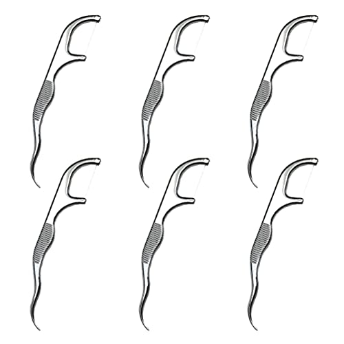 Hemoton 6-Piece Stainless Steel Dental Floss Picks Set - Professional Teeth Cleaning Tools for Oral Hygiene - Perfect for Travel, Home & Office Use