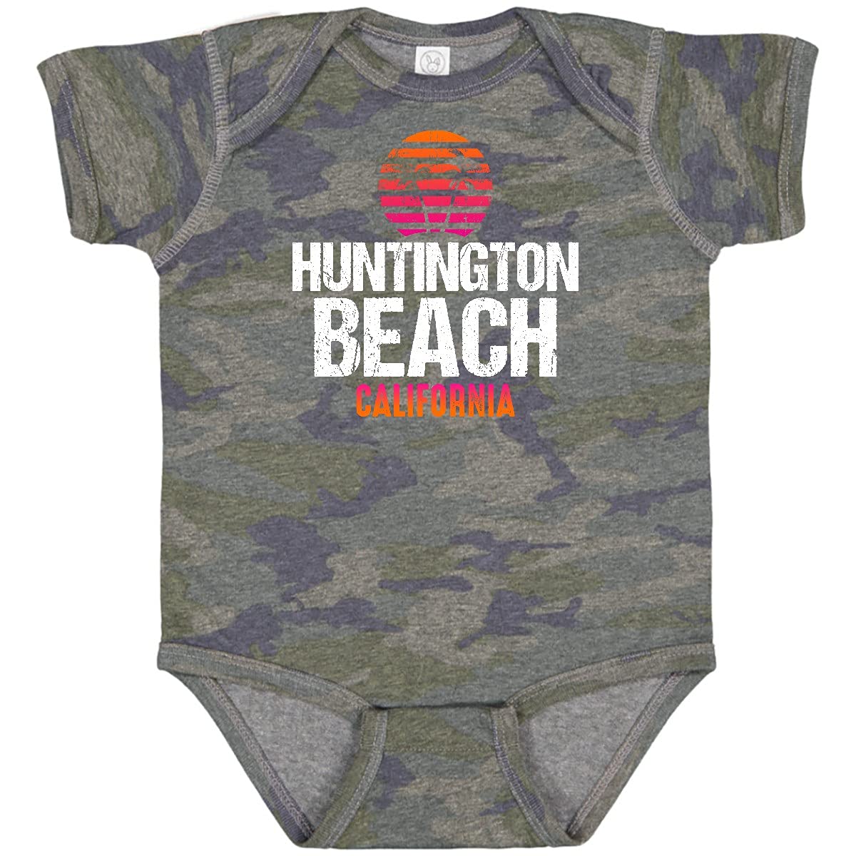 Inktastic Sunset Huntington Beach Baby Bodysuit - Soft Cotton Cute Infant Onesie for Boys & Girls - Perfect for Beach Outings, Family Photos & Casual Wear