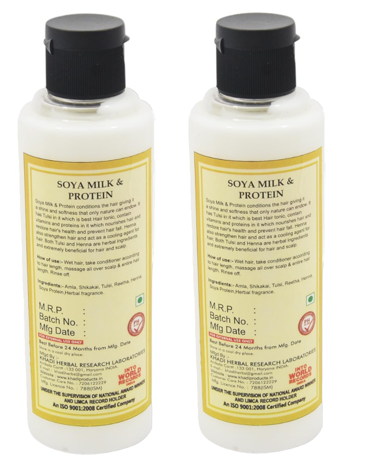 Khadi Natural Soya Milk & Protein Hair Conditioner 210ml - Organic Deep Conditioning Treatment for Strong, Silky Hair - Sulfate Free & Vegan - Perfect for Dry, Damaged Hair Care Routine at Home or Salon