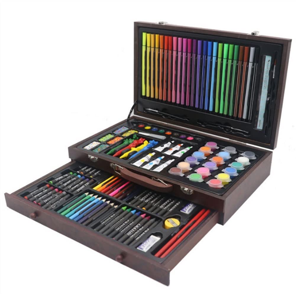 130-Piece Deluxe Wooden Art Painting and Drawing Set - Complete Art Supplies Kit for Kids & Adults - Perfect for Sketching, Watercolor, Oil Painting & DIY Crafts