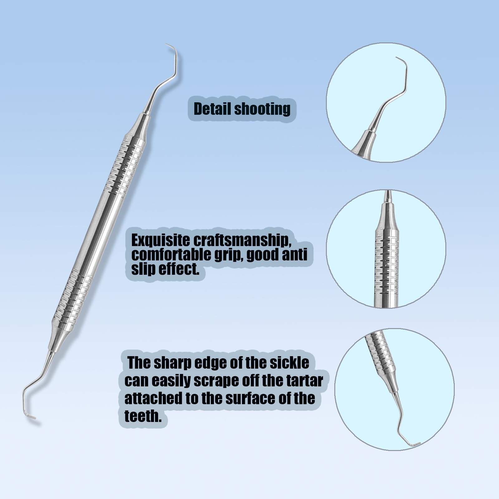 Professional Stainless Steel Dental Double Ended Sickle Scaler Tool - 7# Tartar and Plaque Remover for Teeth Cleaning | Perfect for Dentists, Hygienists & Home Dental Care