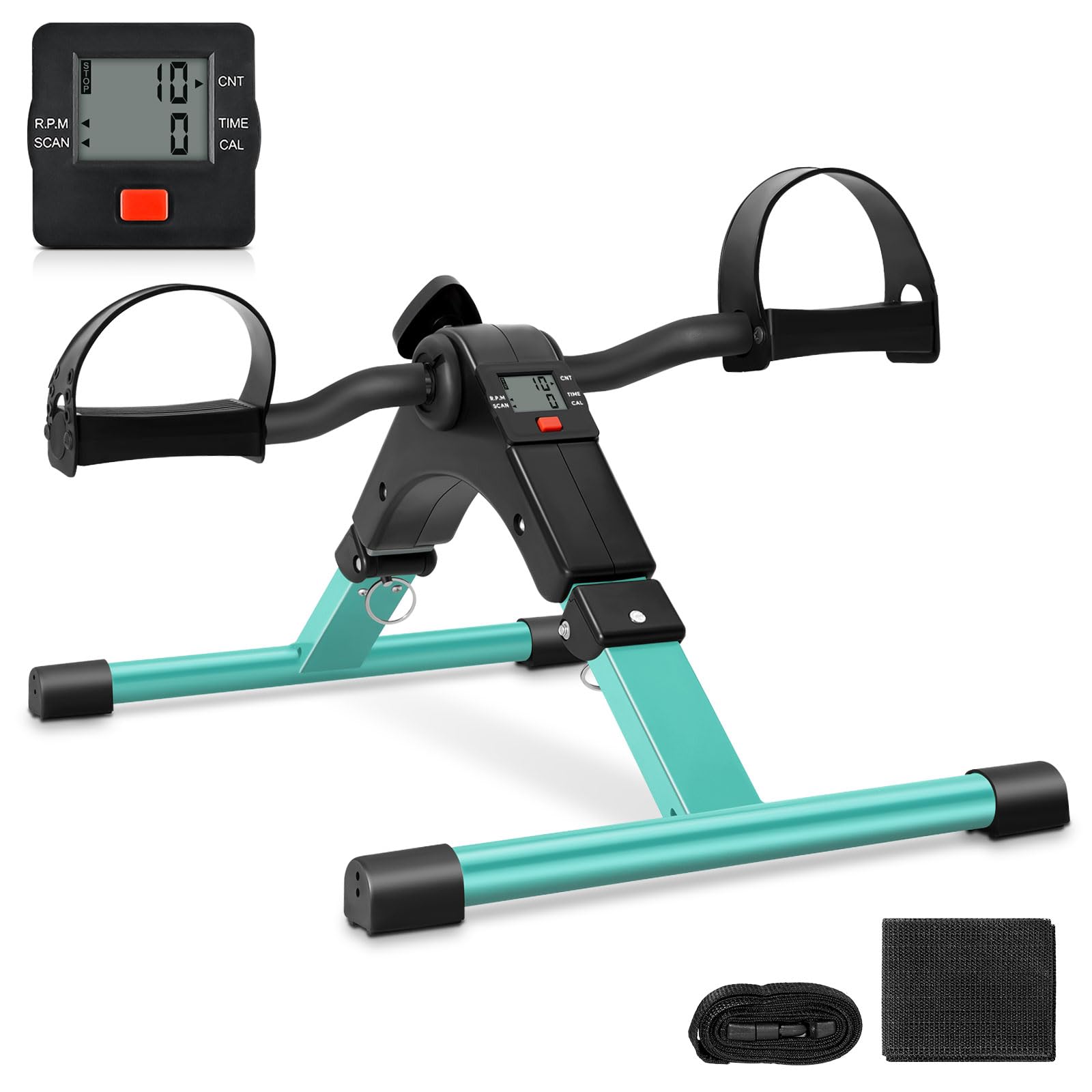 Uten Folding Pedal Exerciser - Under Desk Bike for Home & Office Workouts | Portable Mini Exercise Bike with LCD Monitor | Perfect for Arm & Leg Training While Sitting