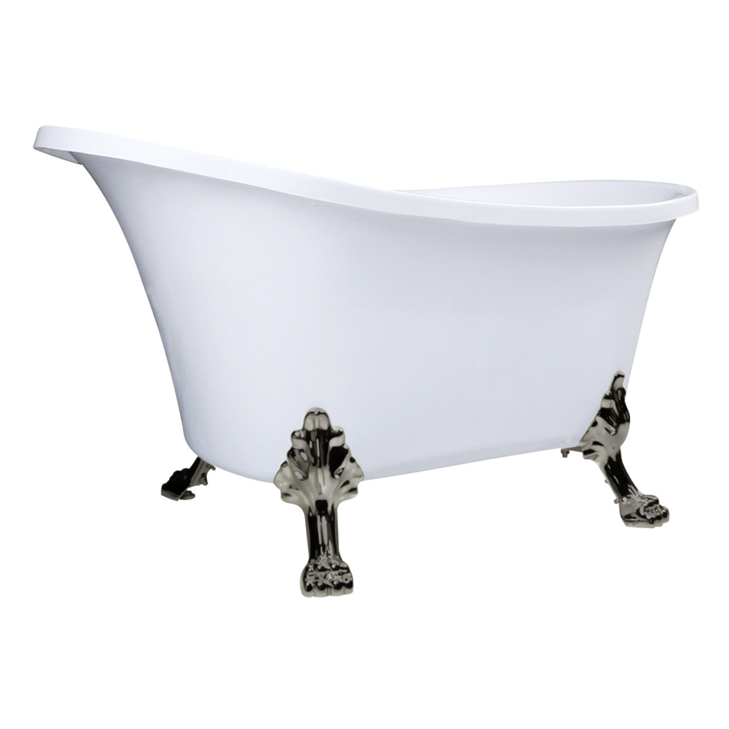 Aqua Eden 51 Inch Acrylic Oval Double Slipper Clawfoot Bathtub - Glossy White with Brushed Nickel Feet - Freestanding Soaking Tub for Spa-Like Bathroom Retreat - No Faucet Drillings Required - Perfect for Vintage & Modern Bathroom Designs
