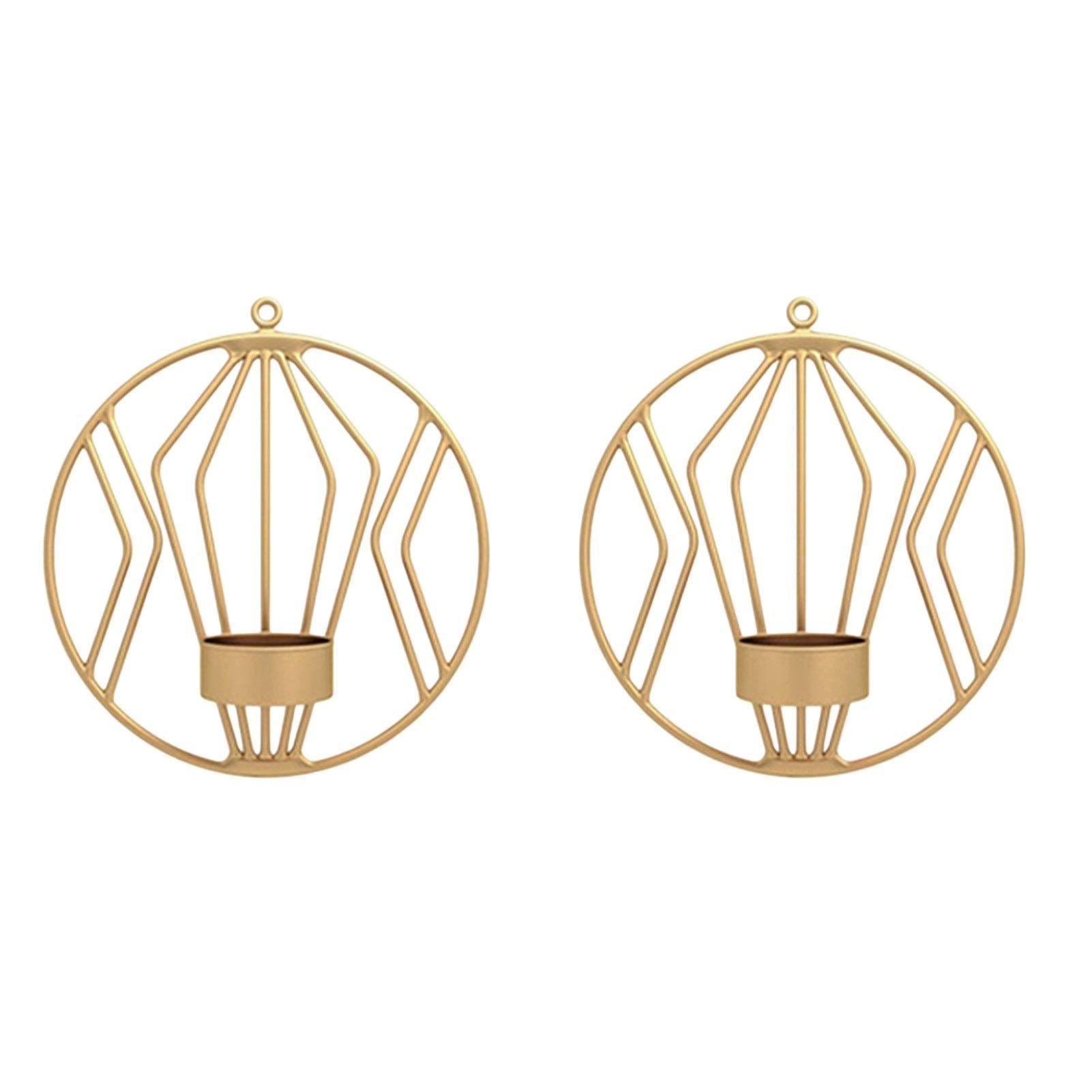 ZZTT 2-Pack Golden Wall Hanging Candle Holders - Elegant Pillar Sconces for Home Decor, Wedding Centerpieces & Birthday Party Decorations - Perfect for Living Room, Bedroom and Romantic Dinner Settings