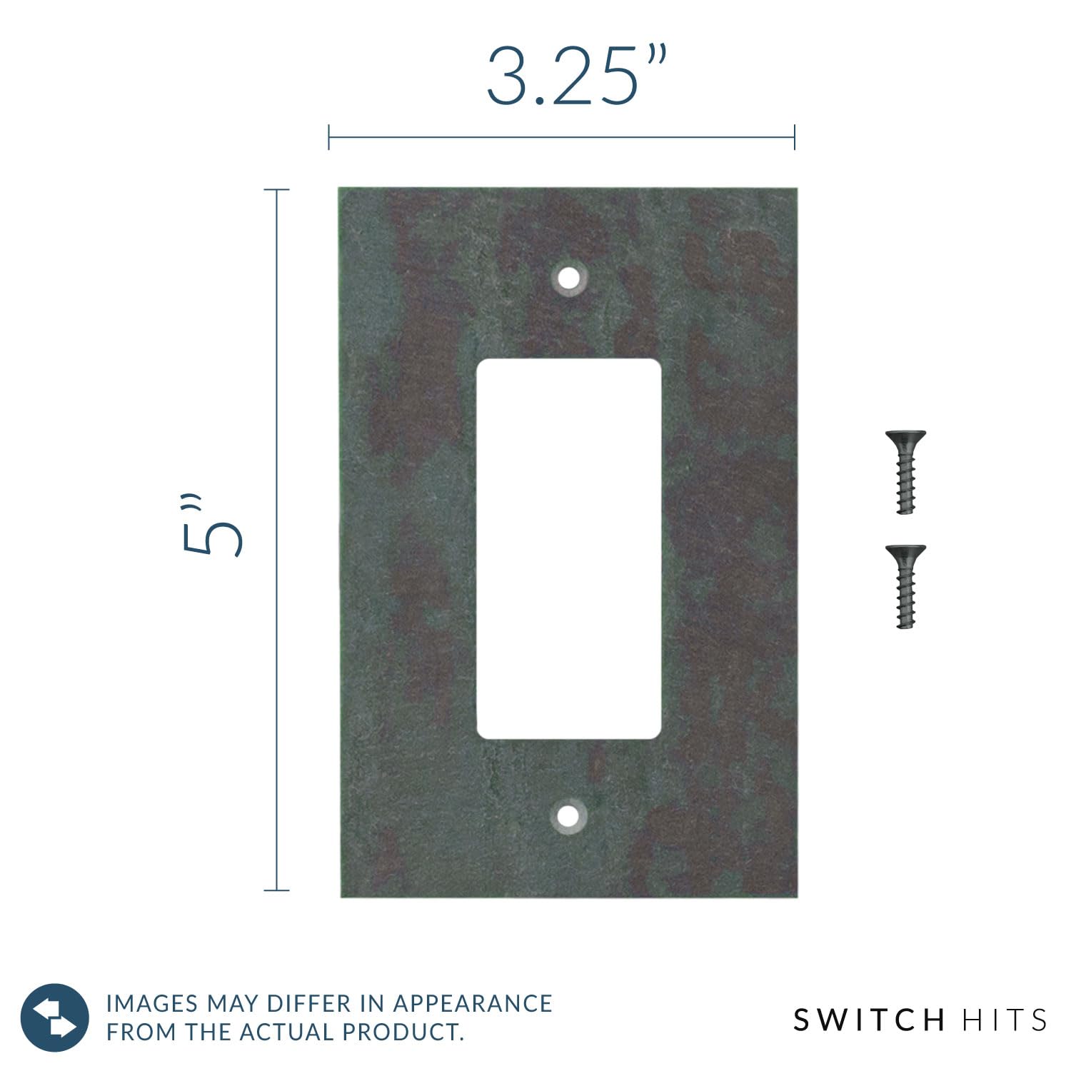 Decorative Vermont Slate GFCI Rocker Switch Plate Cover - 1 Gang, 3.25