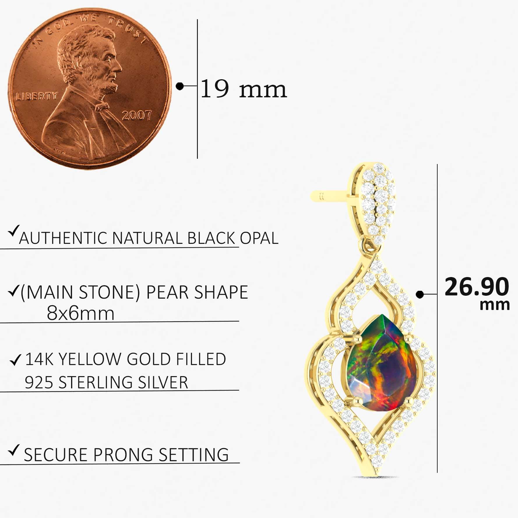 Natural Black Opal Pear-Shaped Drop Earrings for Women | Handcrafted Sterling Silver Dangle Earrings | Perfect for Weddings, Parties & Special Occasions