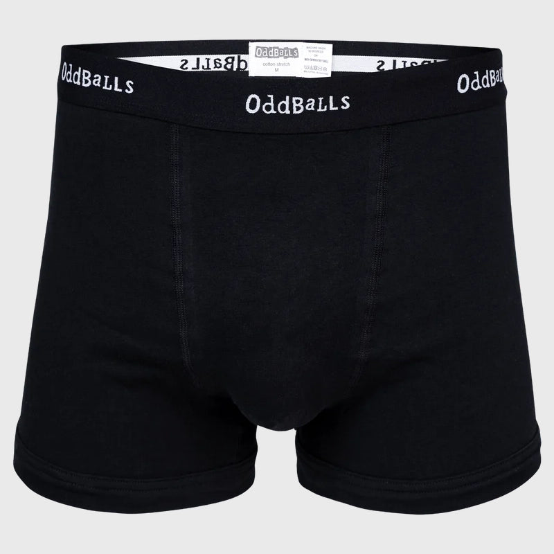 OddBalls Classic Black Boxer Shorts for Men - Comfortable Cotton Underwear with Soft Elastic Waistband - Perfect for Everyday Wear, Gym, and Travel