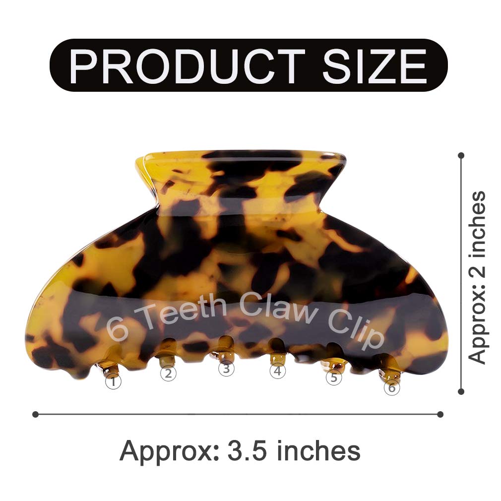 2PCS Hair Claw Banana Clips - Tortoise & Leopard Print Celluloid Barrettes, French Design Large Hair Clips for Women & Girls | Perfect for Updos, Ponytails & Everyday Styling