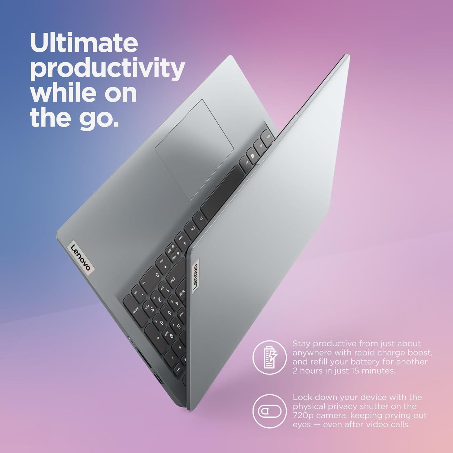 Lenovo IdeaPad 1 Student Laptop - Intel Dual Core Processor, 8GB RAM, 256GB Storage (128GB SSD + 128GB eMMC), 15.6