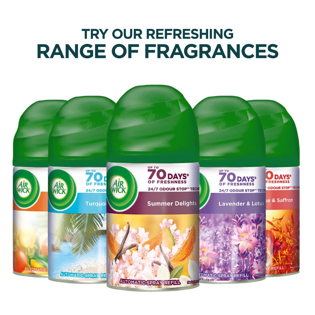 Air Wick Freshmatic Automatic Air Freshener Refill 250ml - Beach Walk (Turquoise Oasis) | 2600 Sprays Guaranteed | Long-Lasting Scent for Home, Bathroom & Office | Automatic Room Spray for Fresh & Inviting Spaces