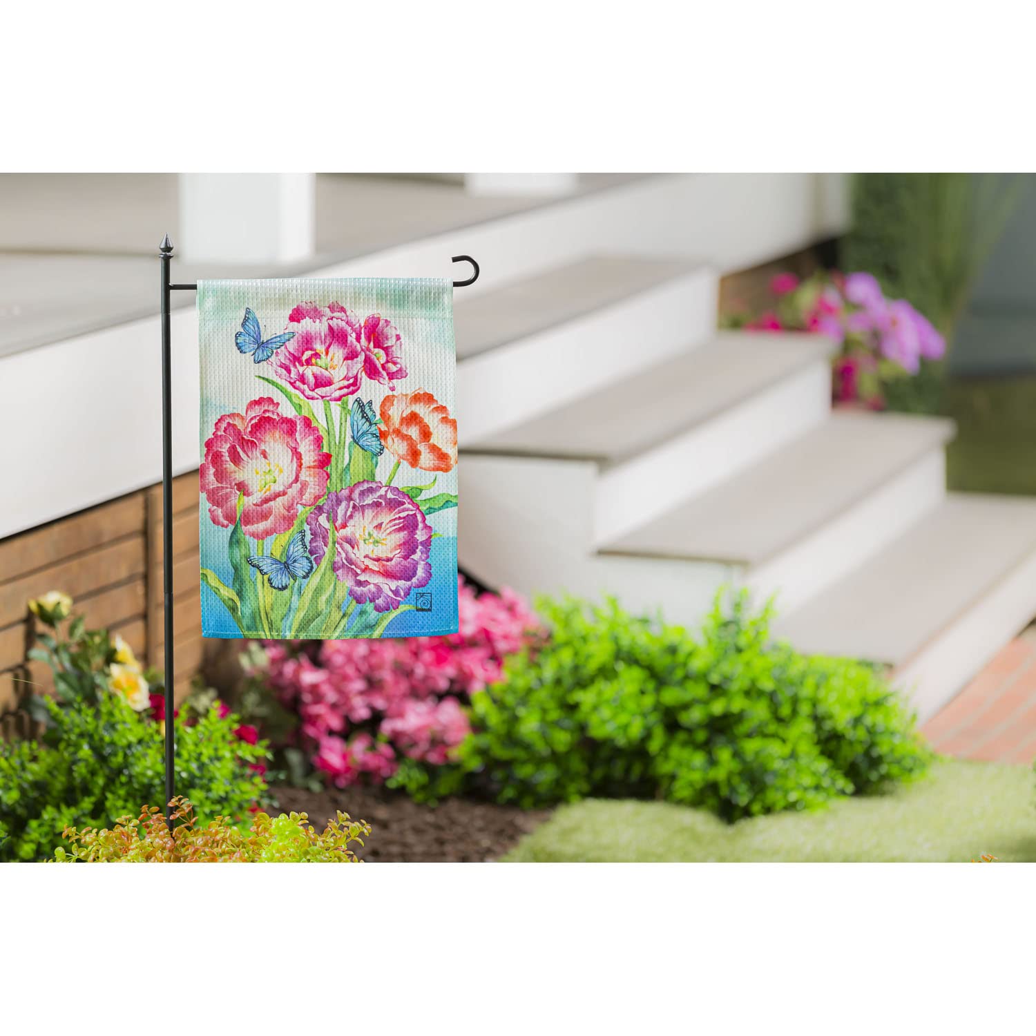 Evergreen Blooming Tulips Garden Waffle Flag - Decorative Yard Sign for Spring, Easter & Home Garden Decor | Outdoor Waterproof Lawn Ornament for Patio, Front Yard & Backyard Landscaping