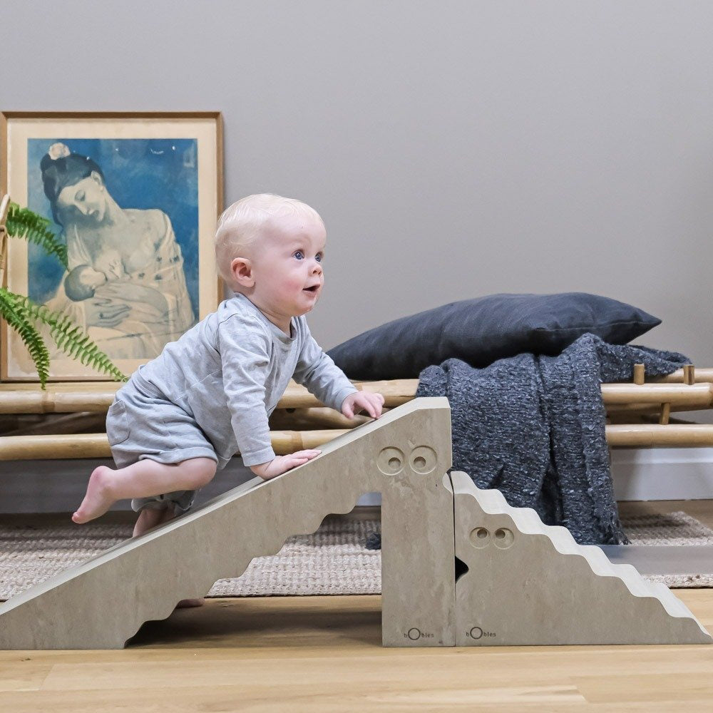 bObles Dino Marble Nature Walnut - Kids Wooden Balance Board for Indoor & Outdoor Play - Perfect for Playrooms, Classrooms, and Backyards