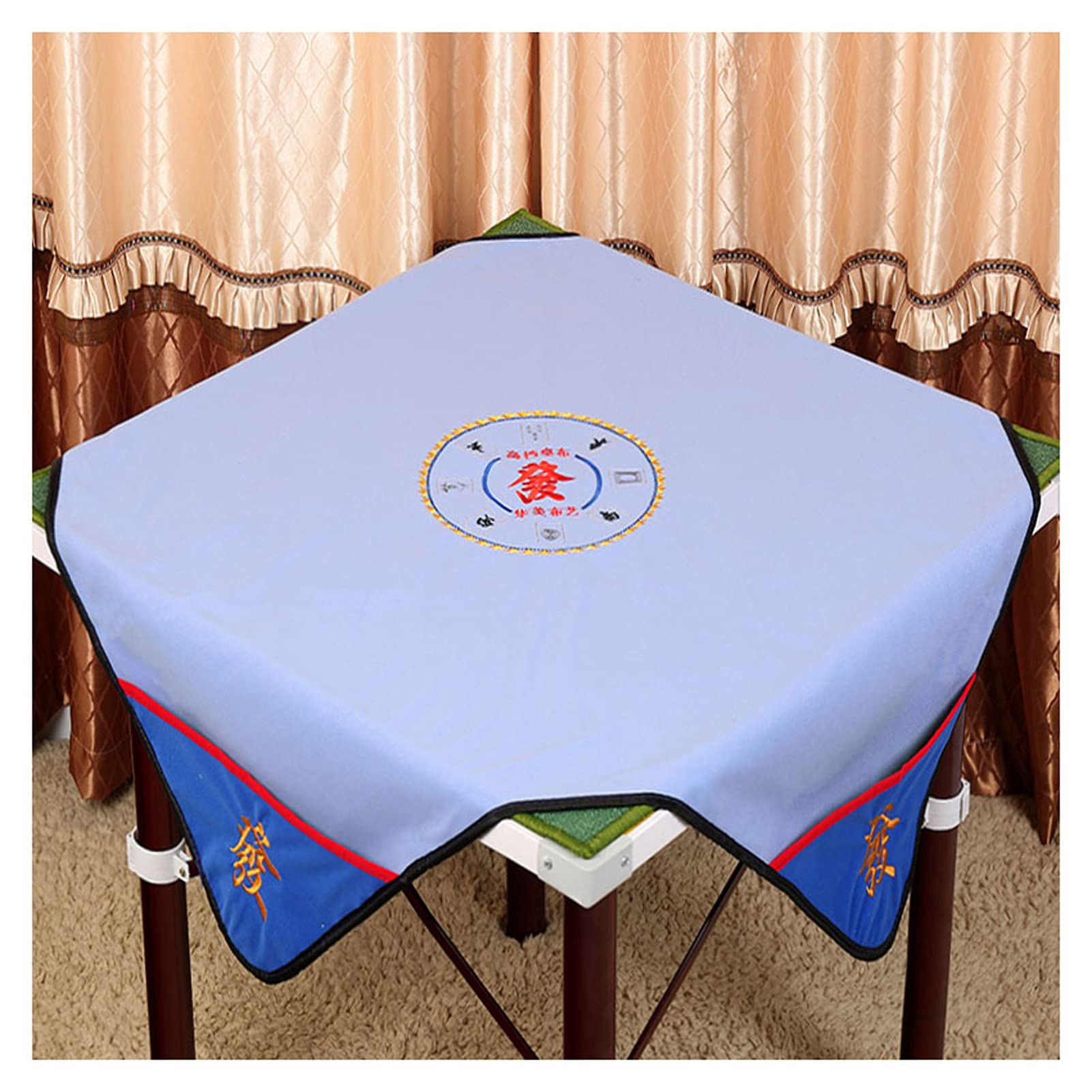 Non-Slip Mahjong Mat - 100x100cm Blue Table Cover for Poker, Card Games, Board Games, Dominoes & Tile Games - Noise Reducing Table Protector for Game Nights & Family Gatherings