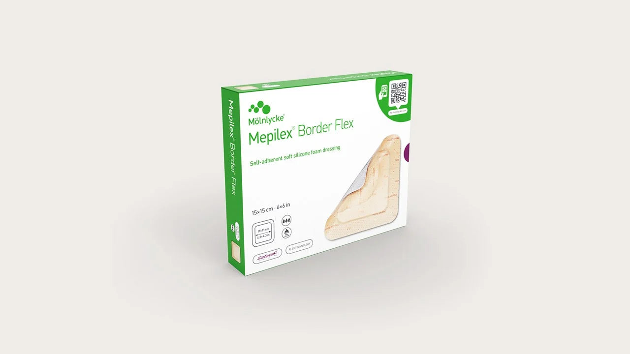 Mepilex Border Flex - Advanced Self-Adhesive Wound Dressing for Pressure Ulcers & Diabetic Wounds | Waterproof & Flexible for Daily Comfort | Ideal for Home Care & Post-Surgical Recovery