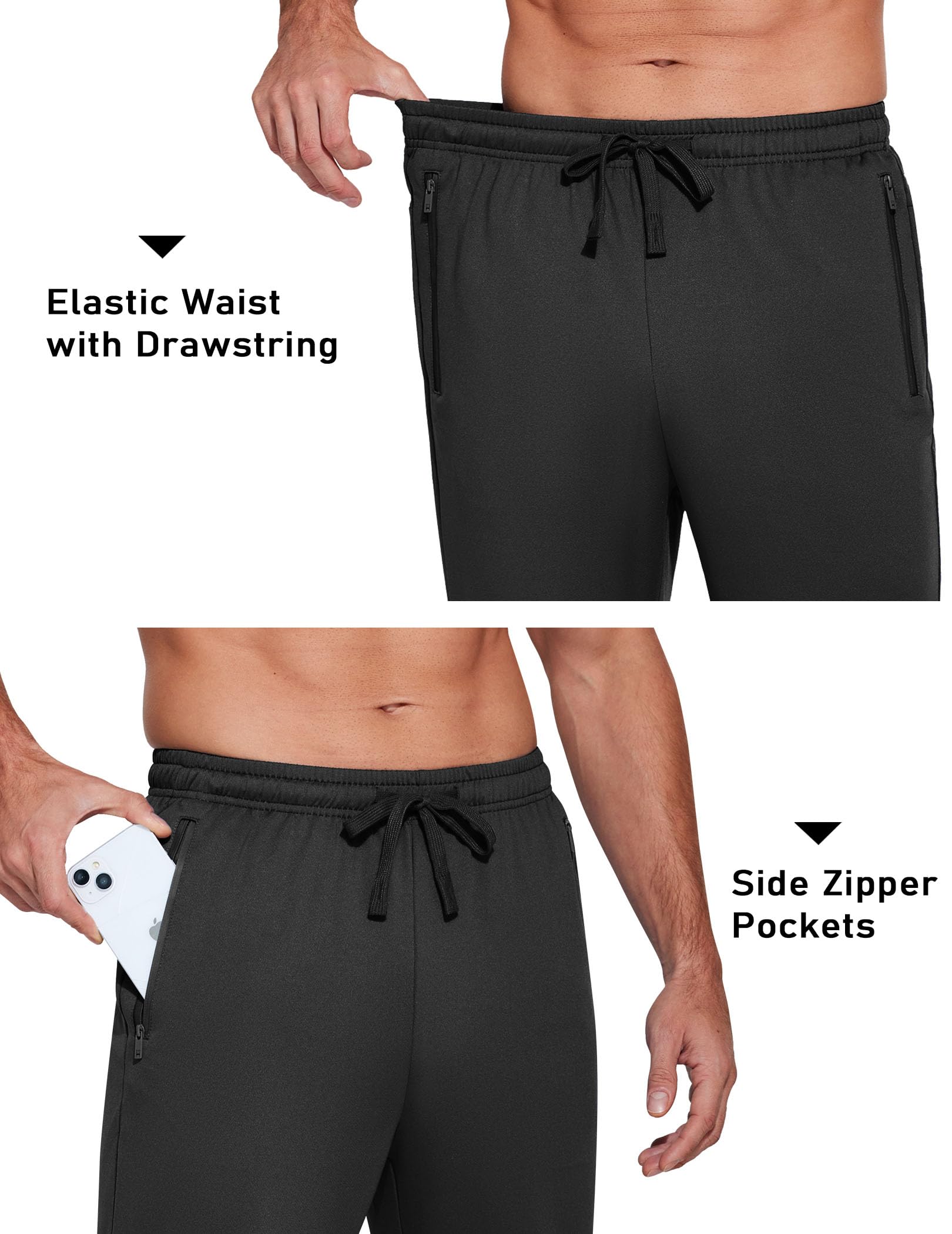 COOFANDY Men's Lightweight Sweatpants with Zipper Pockets - Athletic Running Joggers, Gym Workout Pants for Men - Open Bottom Design for Comfort & Mobility | Perfect for Running, Training, Lounging & Casual Wear