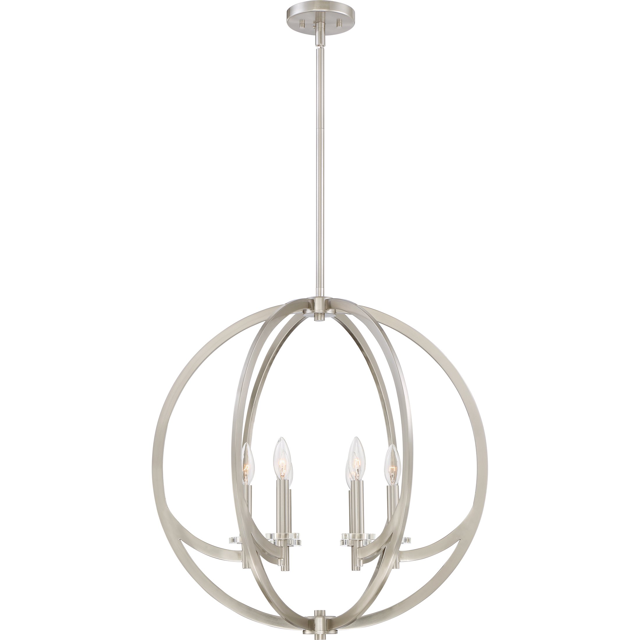 Quoizel Orion 6-Light Brushed Nickel Pendant Light Fixture - Modern Ceiling Lighting for Dining Room, Kitchen Island & Living Room