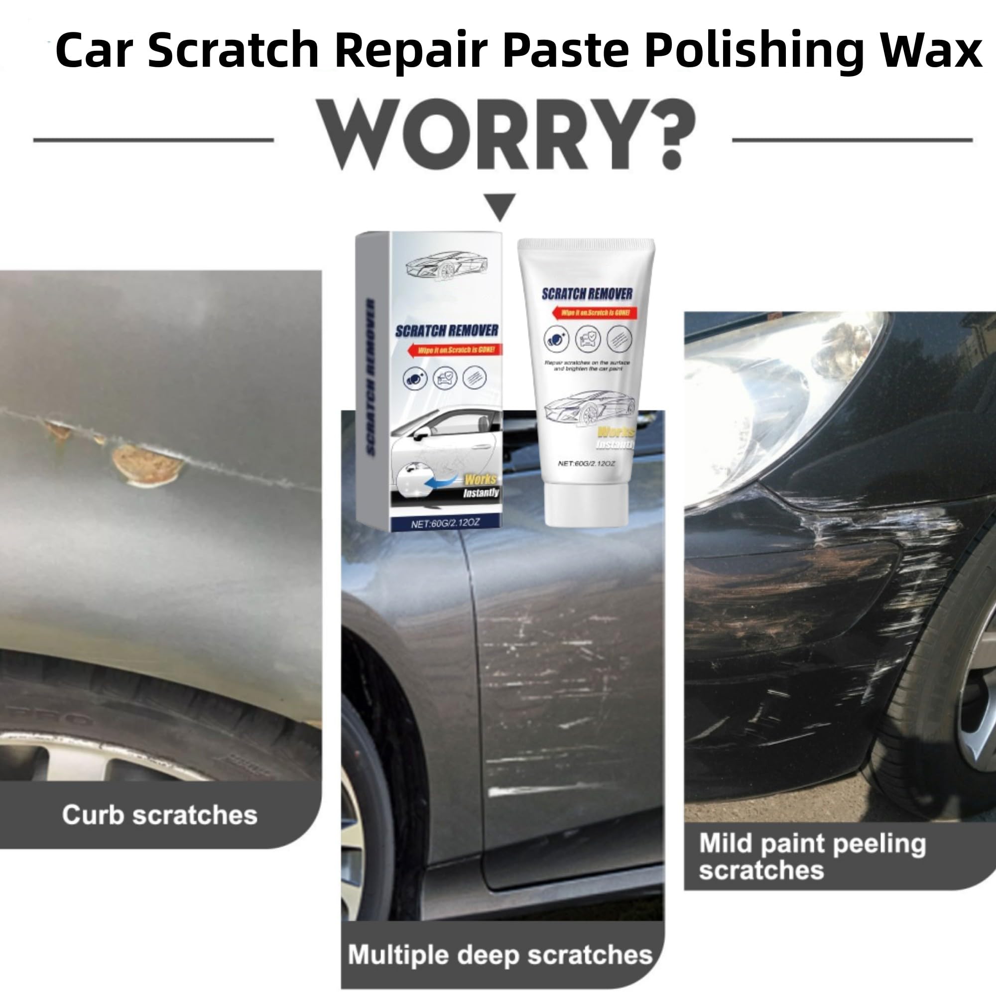 Best Car Scratch Remover Kit with Nano Cloth - Scratch Repair Paste & Polishing Wax for Deep Scratches on Car Paint & Various Surfaces | Perfect for DIY Auto Detailing, Paint Restoration & Surface Maintenance