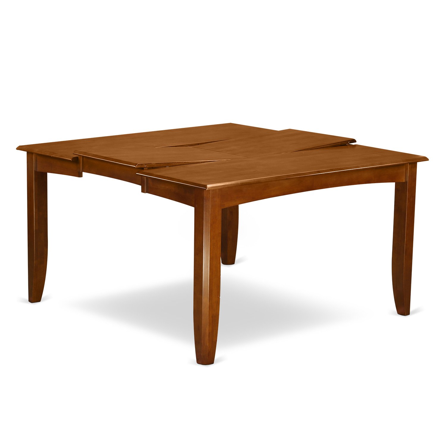 East West Furniture 5-Piece Dining Room Set - Square Wooden Table with Butterfly Leaf & 4 Linen Fabric Chairs, 54x54 Inch, Saddle Brown - Perfect for Small Space Dining Rooms, Breakfast Nooks, and Cozy Kitchens
