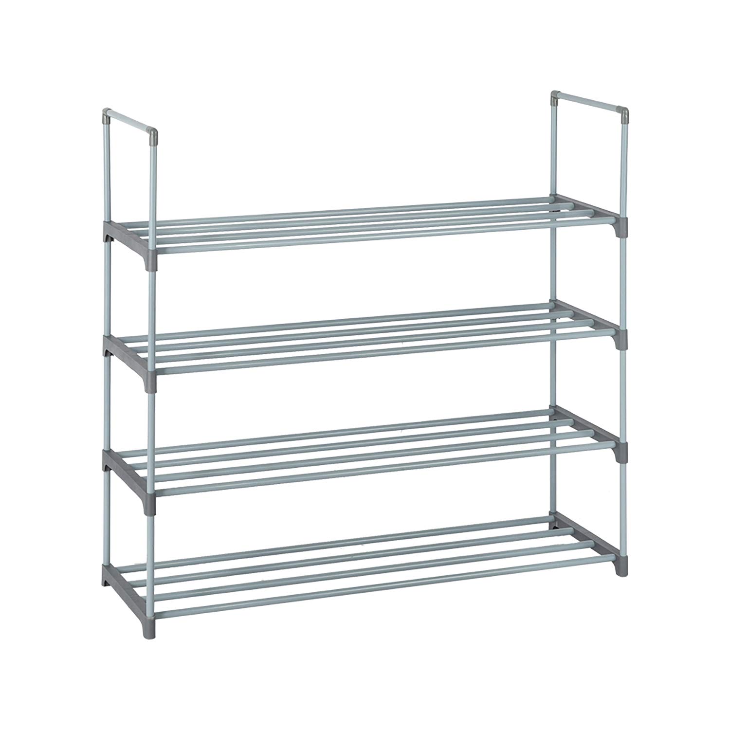 4-Tier Adjustable Metal & Plastic Shoe Rack Organizer - Free Standing Shoe Storage Shelf Tower for Entryway, Bedroom, Hallway & Closet - Space Saving Solution for 20 Pairs of Shoes (Gray) - Perfect for Small Apartments & Organized Home Entryways
