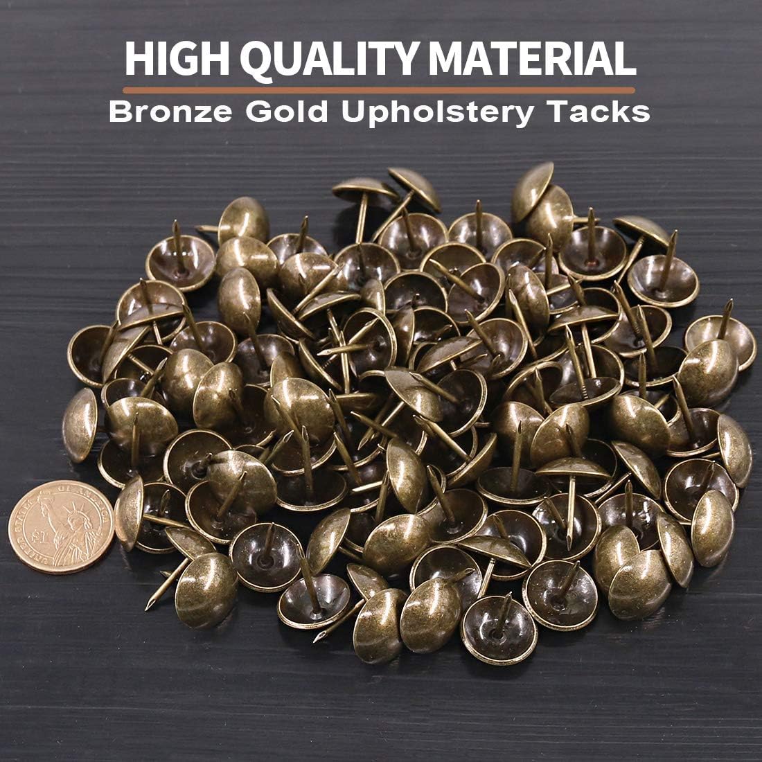 AYNEFY 100Pcs Round Domed Upholstery Nails - 6x12mm Thickened Iron Tacks for Furniture, Sofa, Headboard & Wood Door Repair - Decorative Push Pins for DIY Upholstery Projects & Home Improvement
