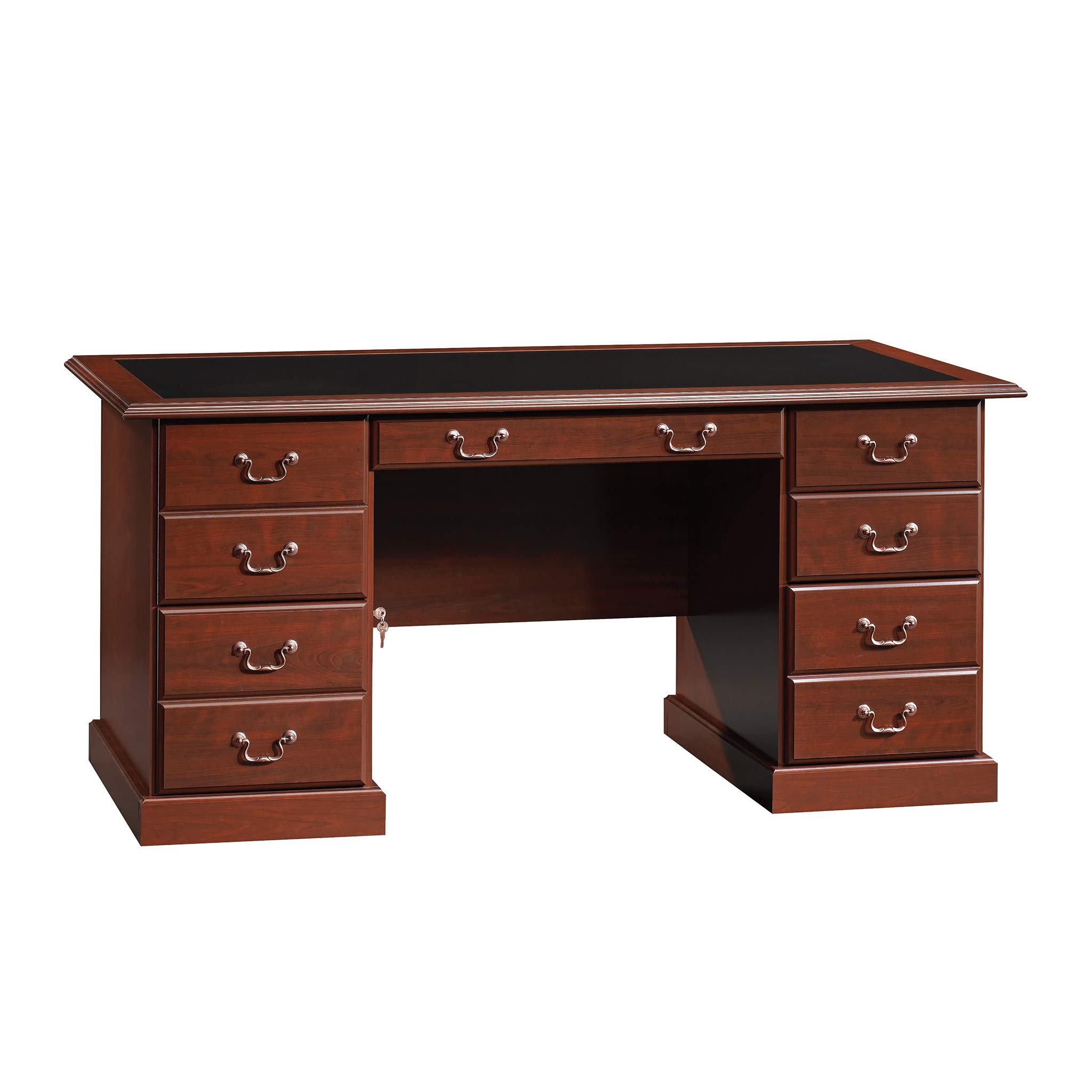 Sauder Heritage Hill Executive Desk - Classic Cherry Finish for Home Office & Workspace | Solid Wood Writing Desk with File Drawer & Keyboard Tray