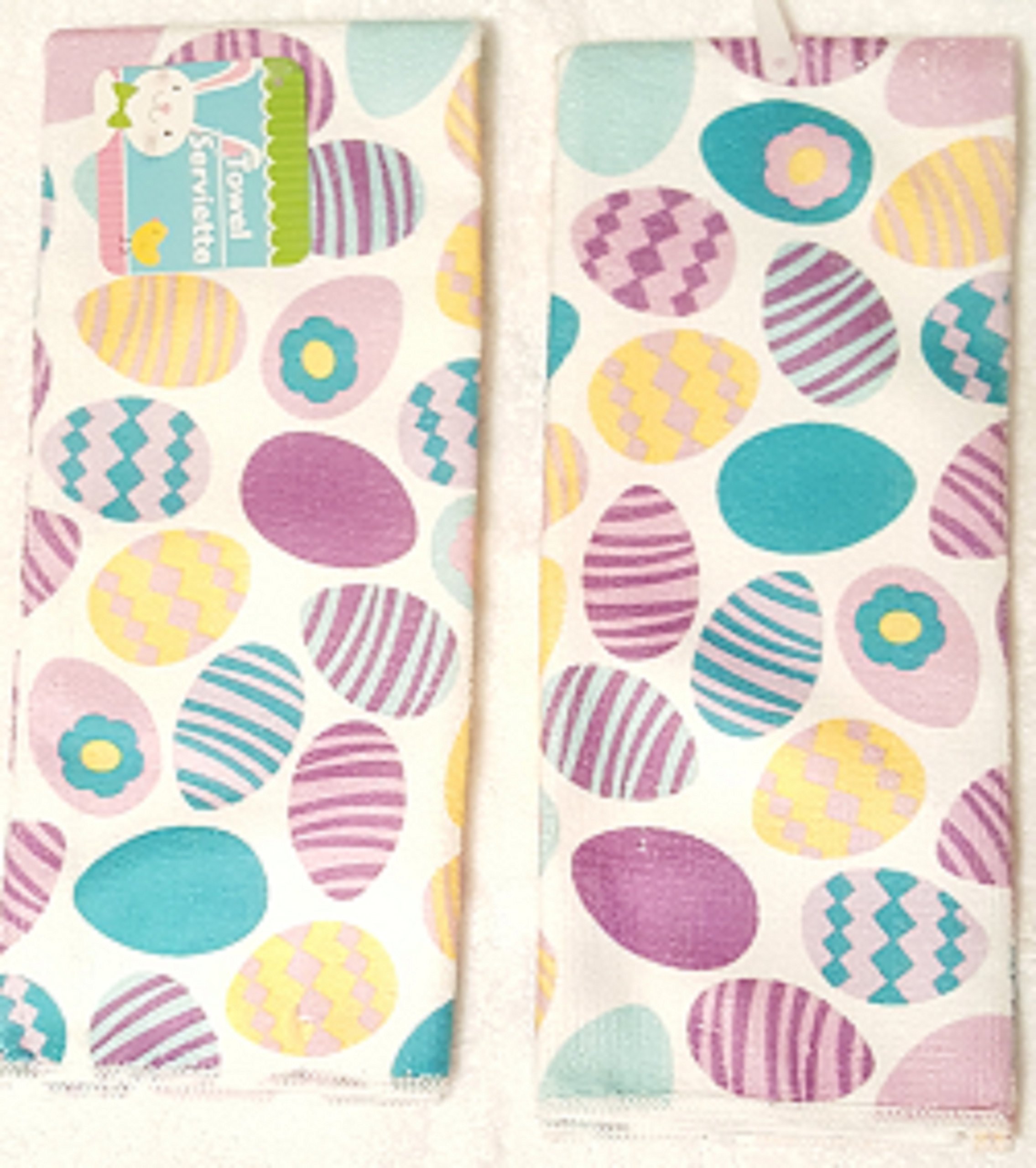 Happy Easter Bunnies 2-Pack Kitchen Towels by Greenbrier - Cute Spring Decor & Easter Gift for Kitchen, Dining, and Holiday Decorations