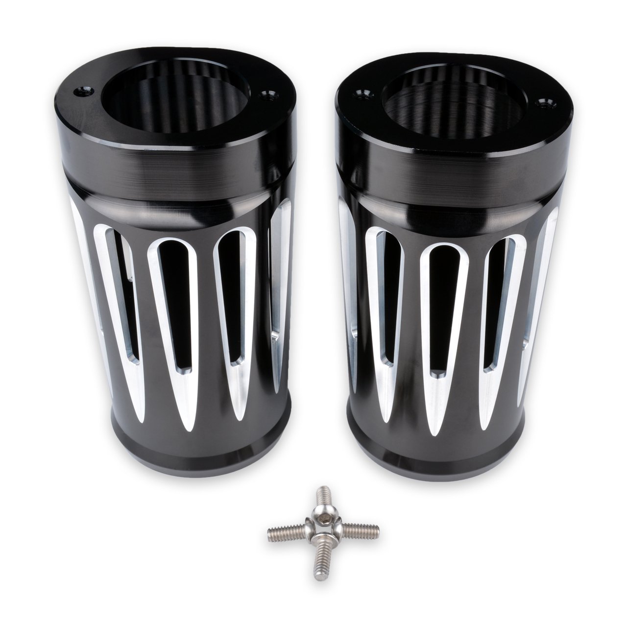KATUR Motorcycle Upper Fork Boots Shock Absorber Cover Cap - Compatible with Harley Touring & Trike Models 1980-2013 - Durable Protection for Fork Seals - Perfect for Long Rides, Off-Road Adventures & Wet Weather Conditions
