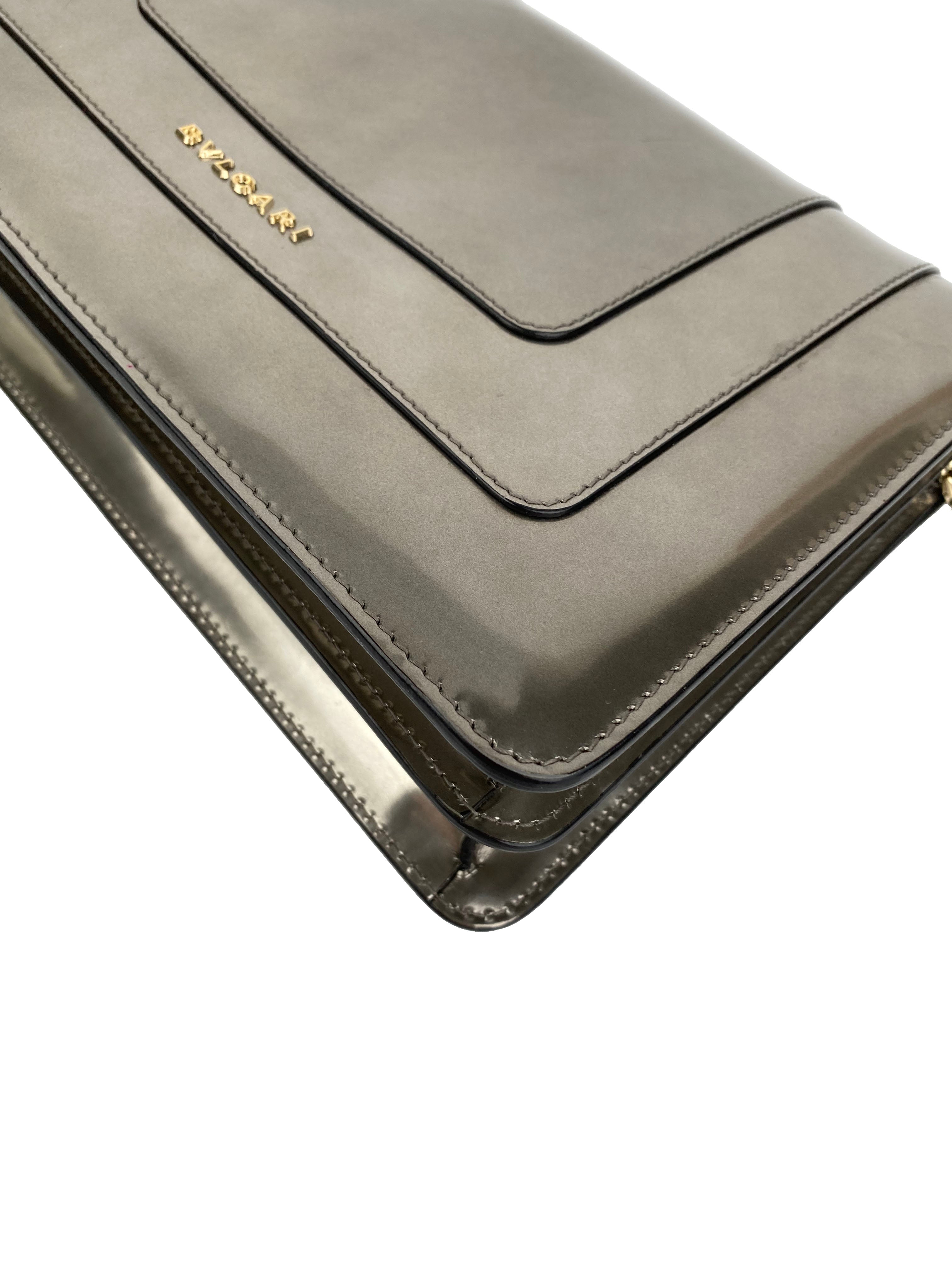 Bvlgari Serpenti Forever Silver Leather Shoulder Bag for Women | Luxury Designer Handbag for Evening Parties, Date Night & Special Occasions