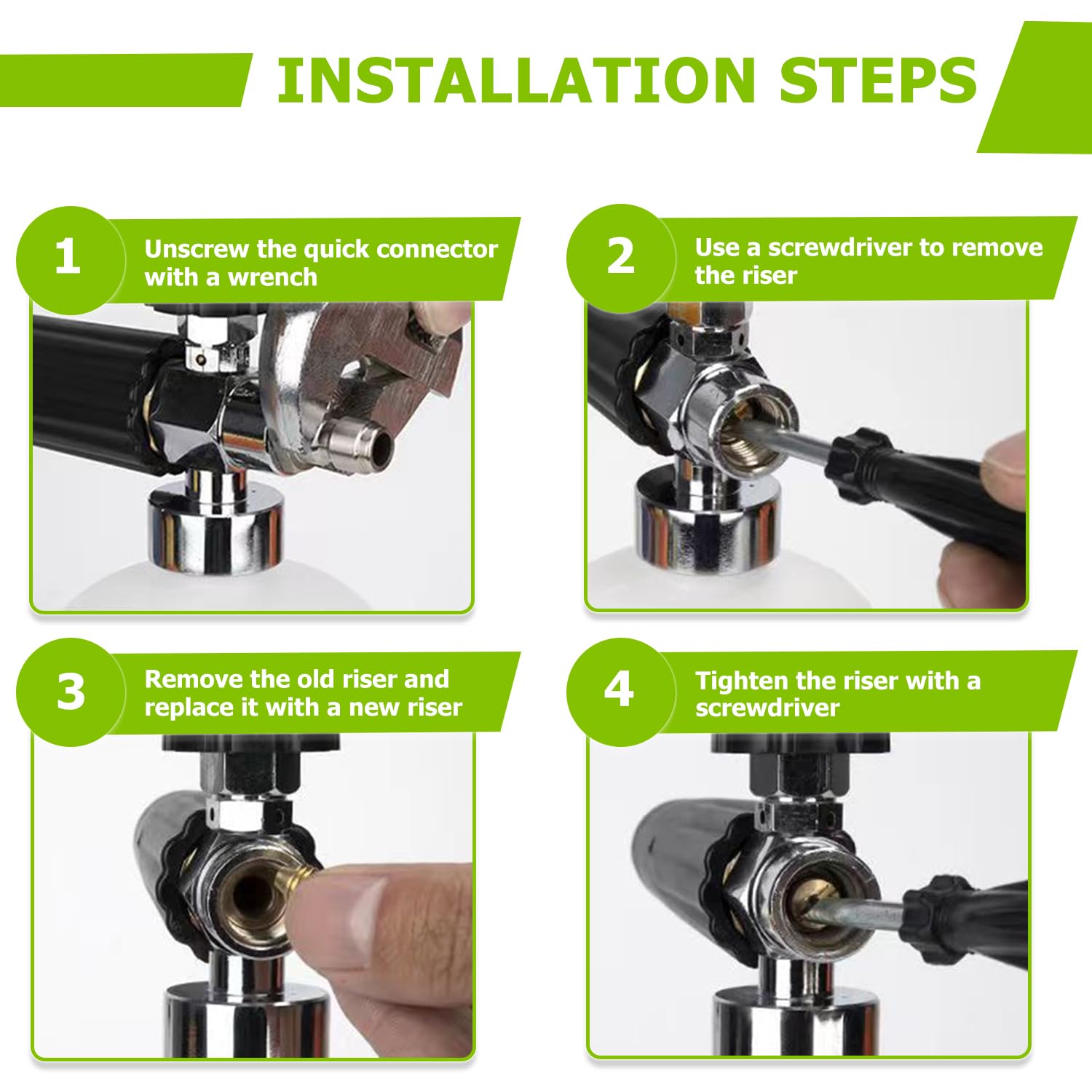 1.1mm Foam Cannon Orifice Nozzle & Foam Maker Kit - Compatible with Snow Foam Lance & Thread Nozzle Tips (2Pcs Nozzles + 2Pcs Foam Makers) for Car Washing, Detailing & Pressure Washer Foam Blaster