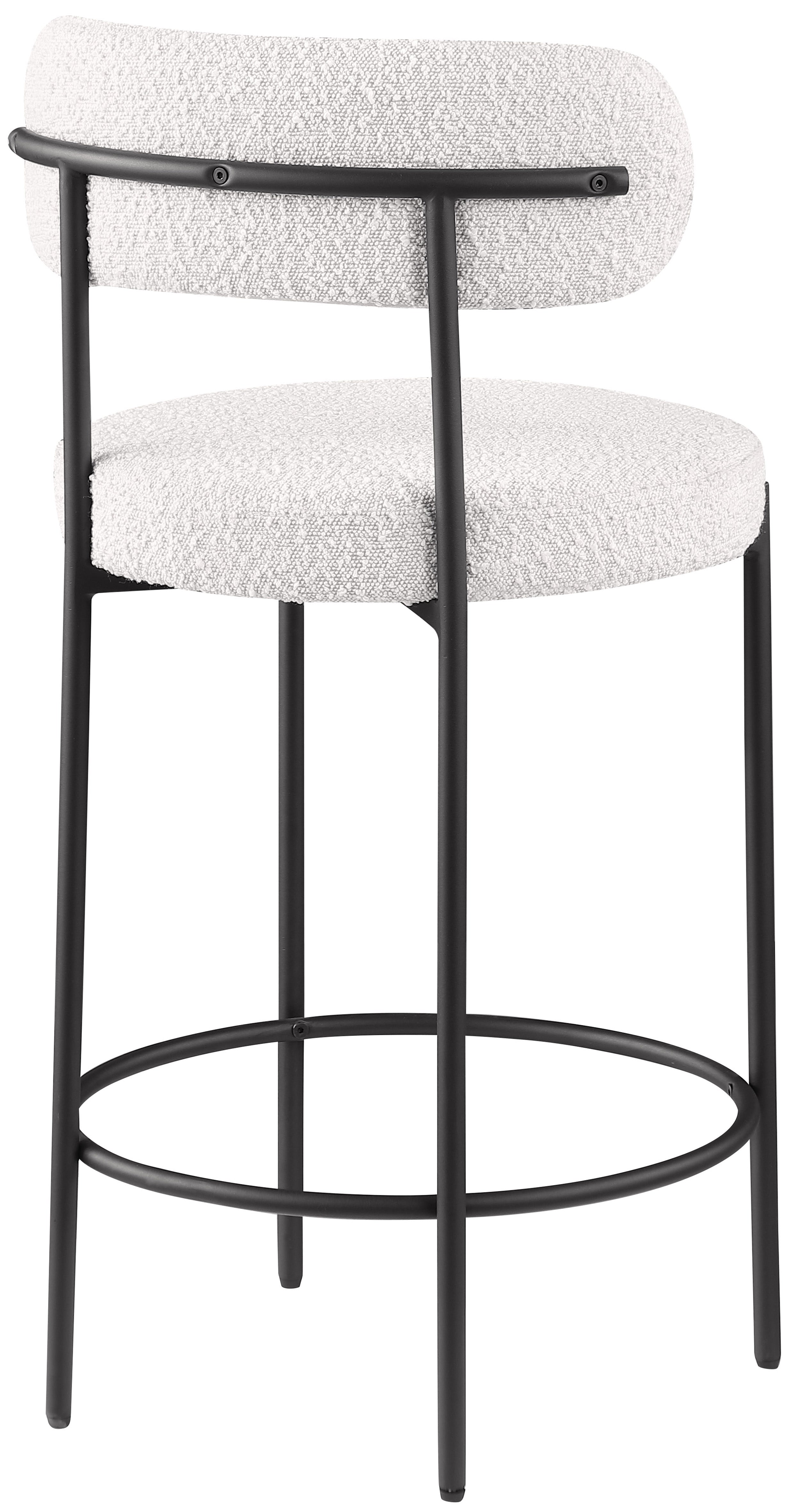 Beacon Boucle Fabric Stool - Modern Round Accent Chair with Soft Textured Upholstery for Living Room, Bedroom & Office Decor