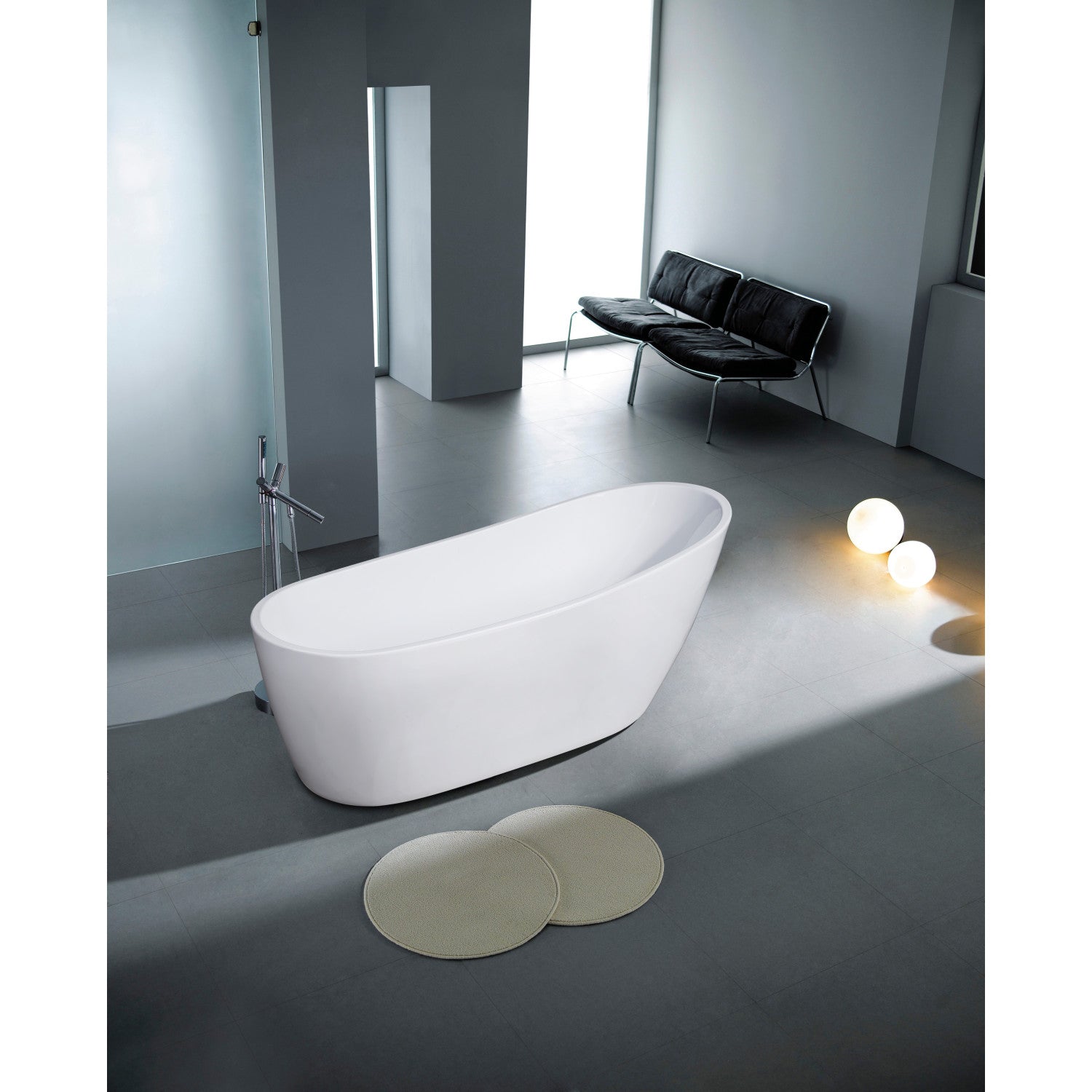 Aqua Eden 72 Inch Acrylic Oval Freestanding Bathtub - Glossy White Slipper Tub with Drain | Modern Soaking Tub for Luxury Bathroom, Spa Relaxation & Home Retreat
