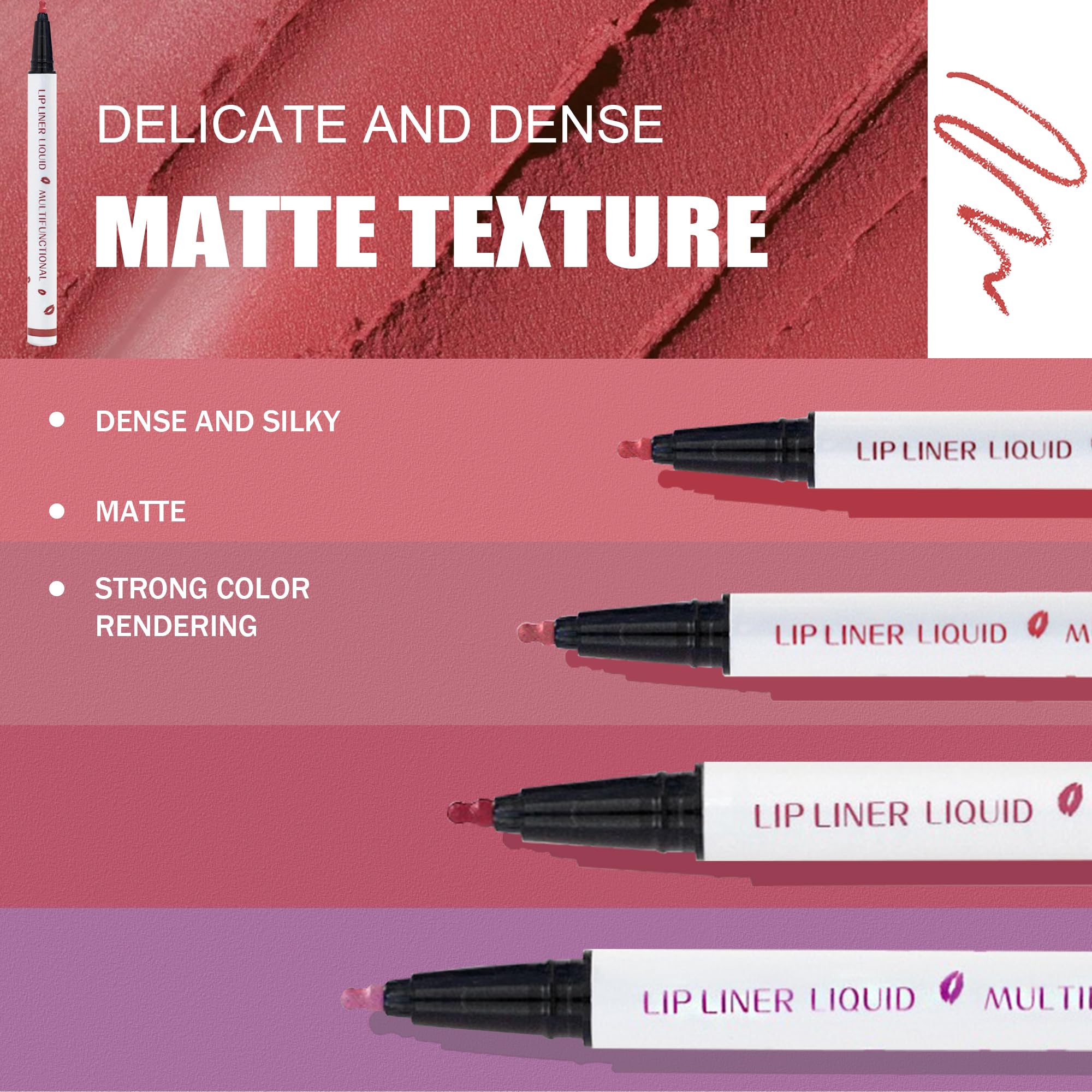 Waterproof Matte Liquid Lip Liner Pen - Long Lasting 2-in-1 Lip Stain Marker, Quick Drying Non-Smudge Lipstick (#07 Beige) | Perfect for Daily Makeup, Night Out & Special Occasions
