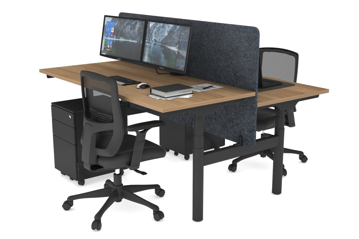 Flexi Premium Height Adjustable 2-Person H Bench Workstation - Black Frame [1400L x 700W] - Ergonomic Office & Home Workspace Solution for Team Collaboration