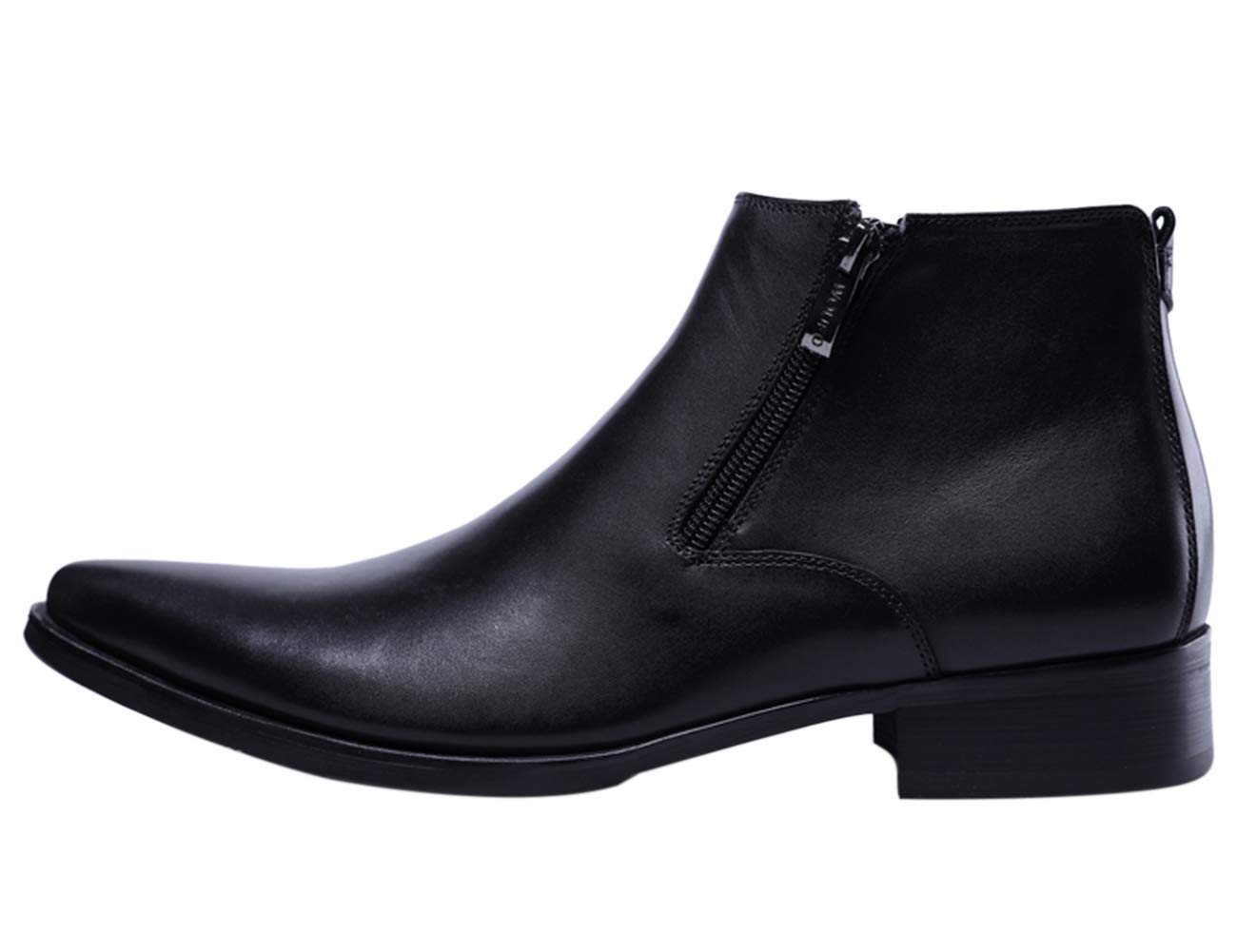 Men's Genuine Leather Ankle Boots - Fashion Dress Shoes with Zipper & Pointed Toe for Casual Wear | Perfect for Office, Date Night & Business Casual Outfits
