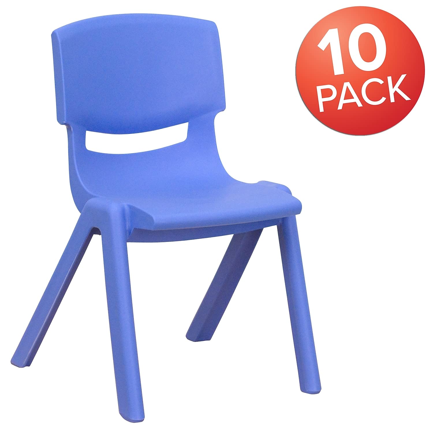 Flash Furniture Whitney 10-Pack Blue Plastic Stacking School Chairs - 12