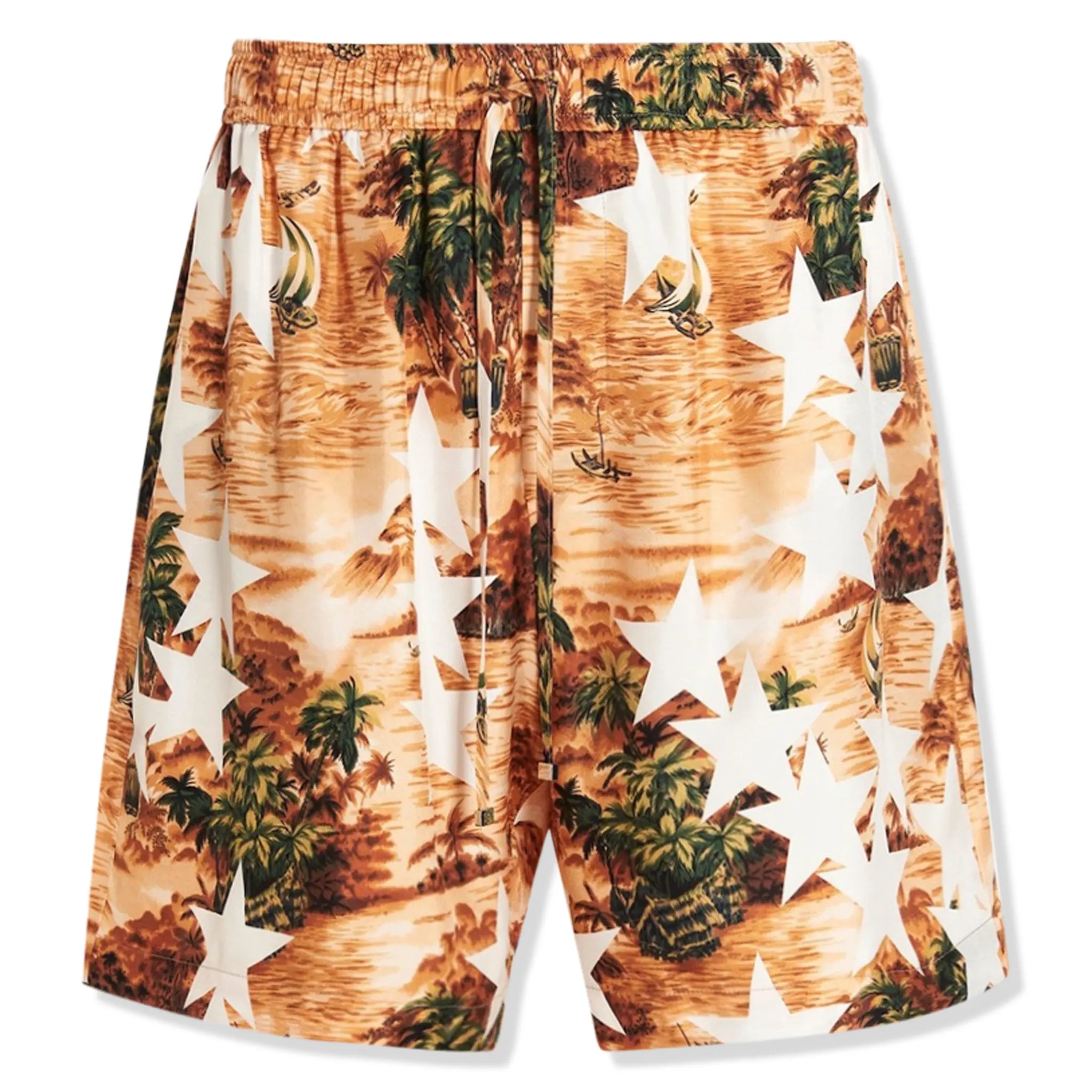 Amiri Tropical Star Orange Swim Shorts for Men - Quick-Dry Beach Swimwear with UPF Protection - Perfect for Pool, Vacation & Summer Outings