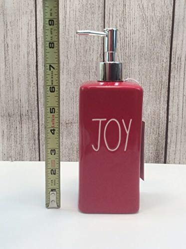 Rae Dunn Joy Ceramic Soap Dispenser and Lotion Pump - Farmhouse Bathroom Decor for Sink Countertop, Kitchen, and Guest Bathroom Accessories