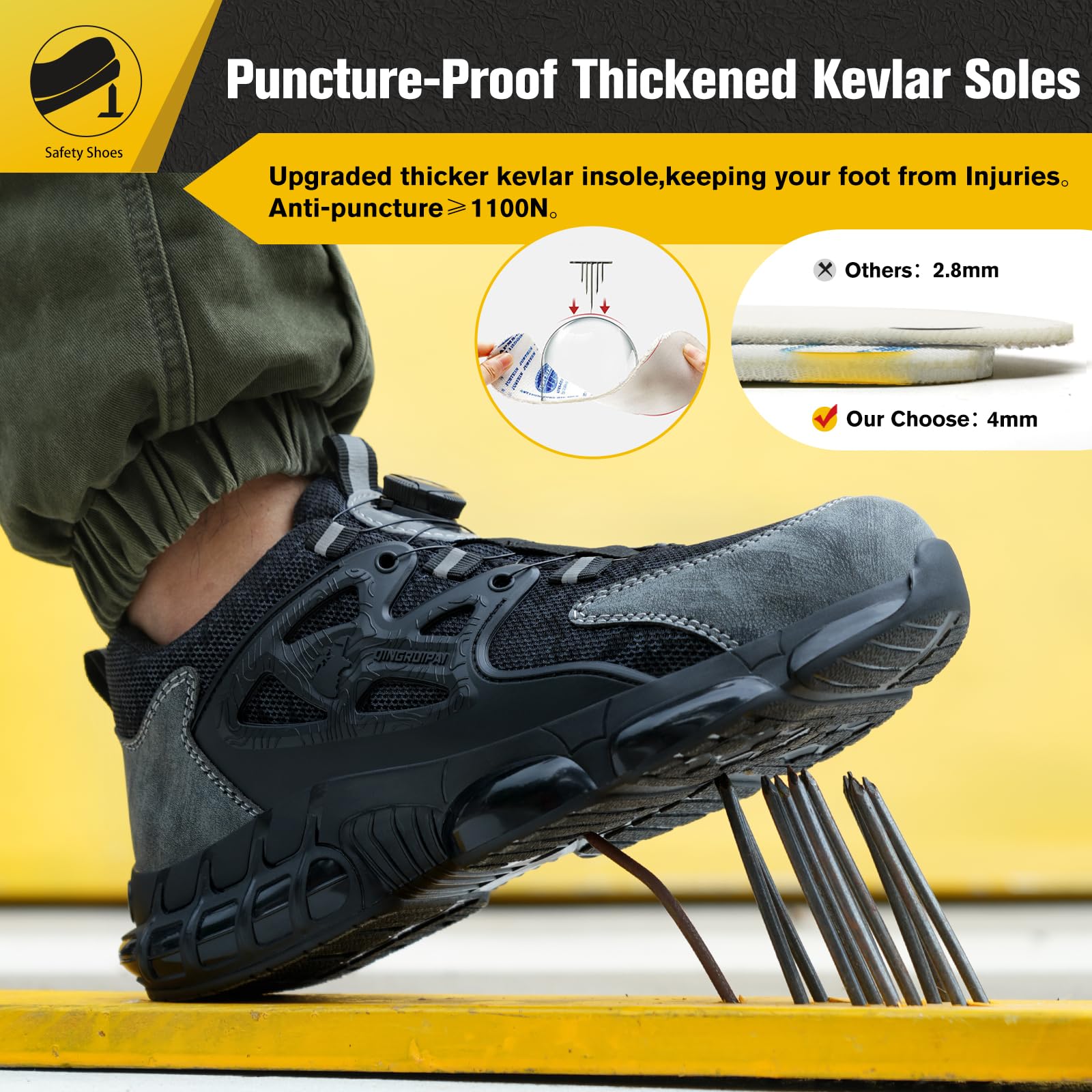 Men's & Women's Steel Toe Work Shoes - Lightweight Safety Sneakers with Non-Slip Puncture Proof Design for Industrial & Construction Work | Comfortable Protective Footwear for Warehouse, Factory & Outdoor Jobs