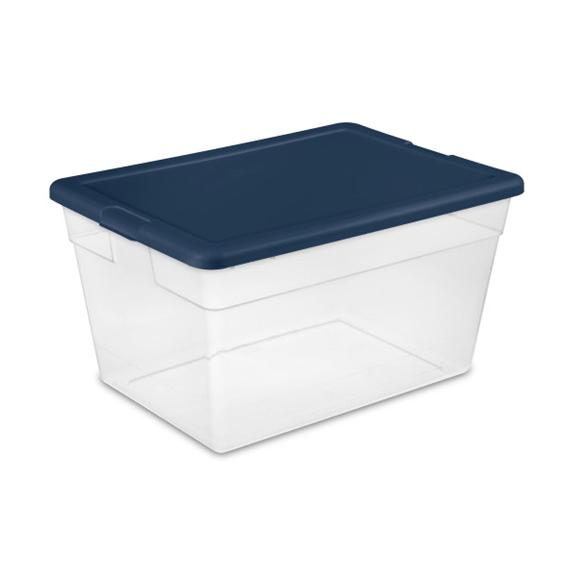 Sterilite 16-Pack Clear Plastic Storage Bins with Lids - Stackable Marine Blue Organizing Containers for Home, Office, Closet & Garage Organization