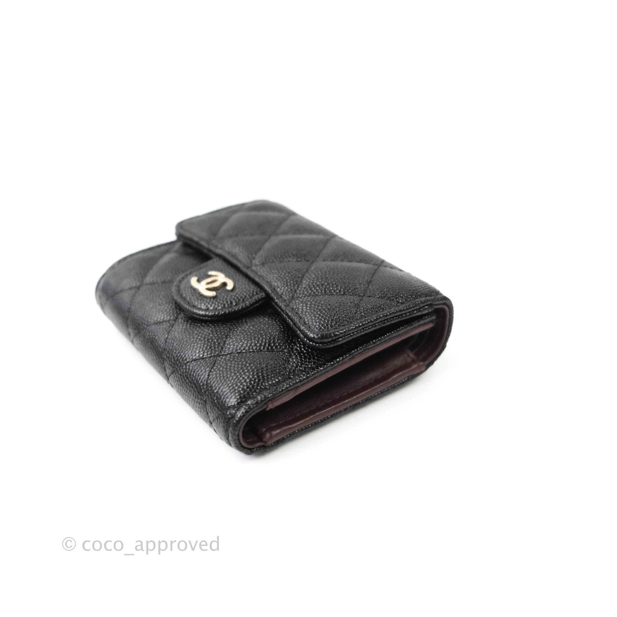 Chanel Classic Flap Small Wallet in Black Caviar Leather with Gold Hardware - Luxury Women's Accessory for Everyday Use & Special Occasions
